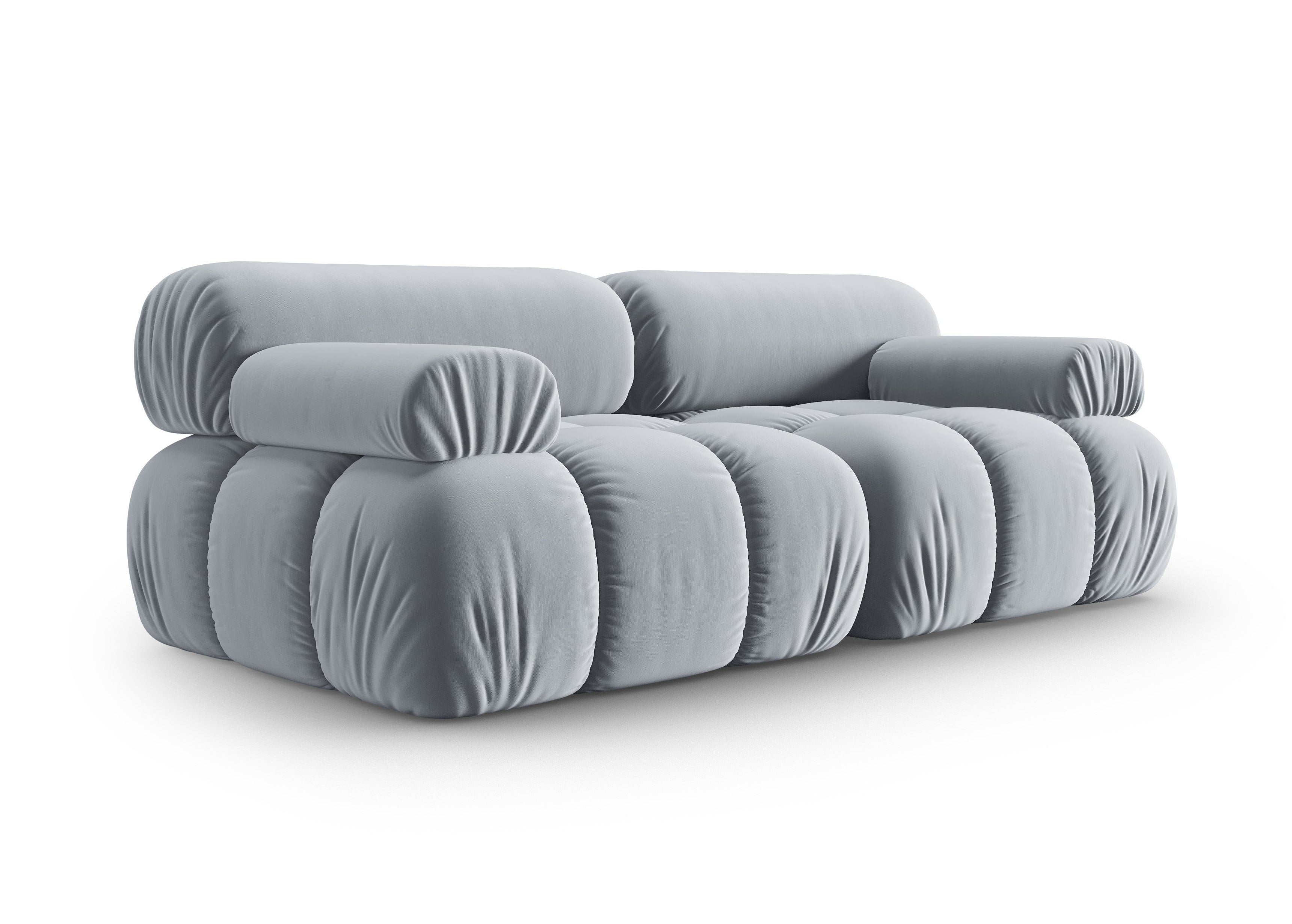 Sofa van fluweel 2-persoons CORTINA lichtblauw