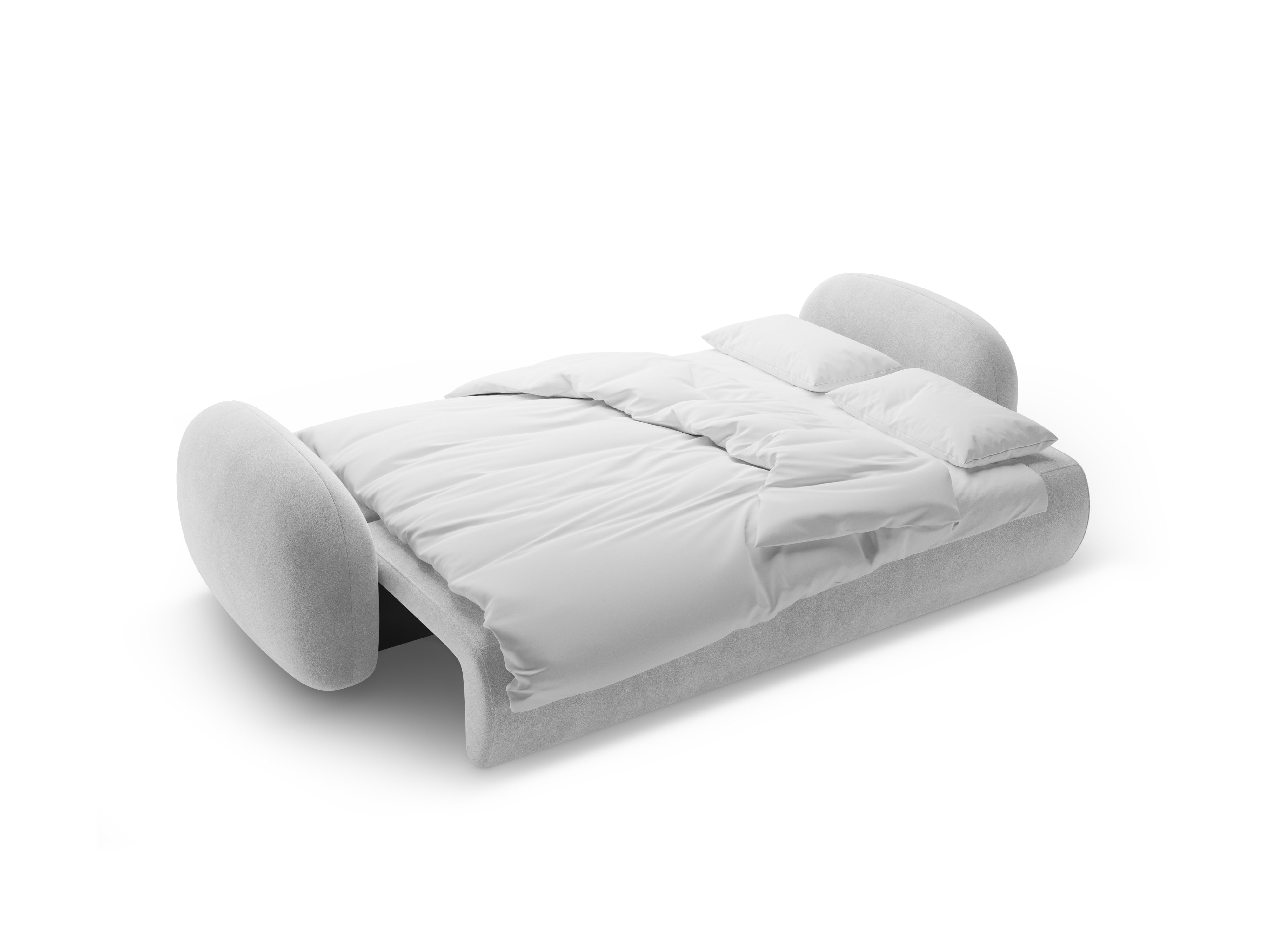 Sofa van fluweel met slaapfunctie voor 3 personen TONALE lichtgrijs