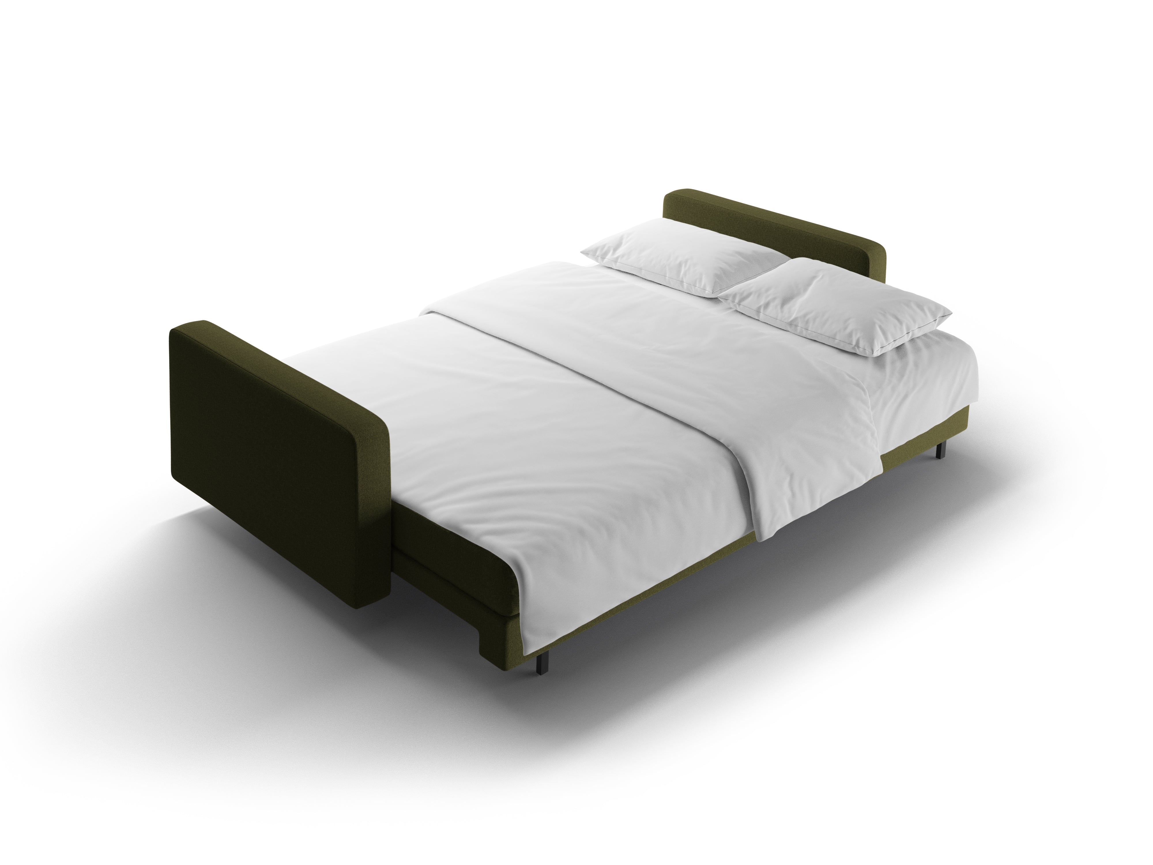 Donkergroene 3-zits fluwelen bank met slaapfunctie BALI en zwarte basis