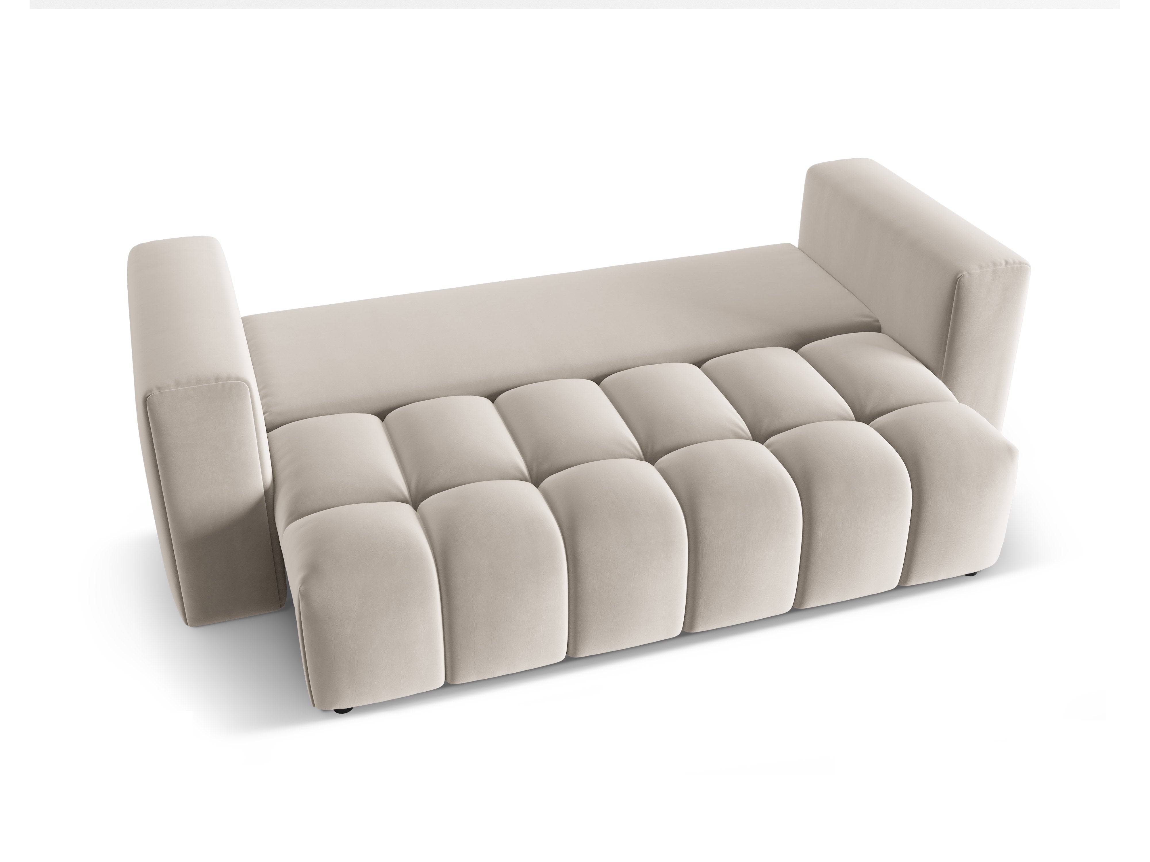 Sofa van fluweel voor 3 personen met slaapfunctie VERONA ecru