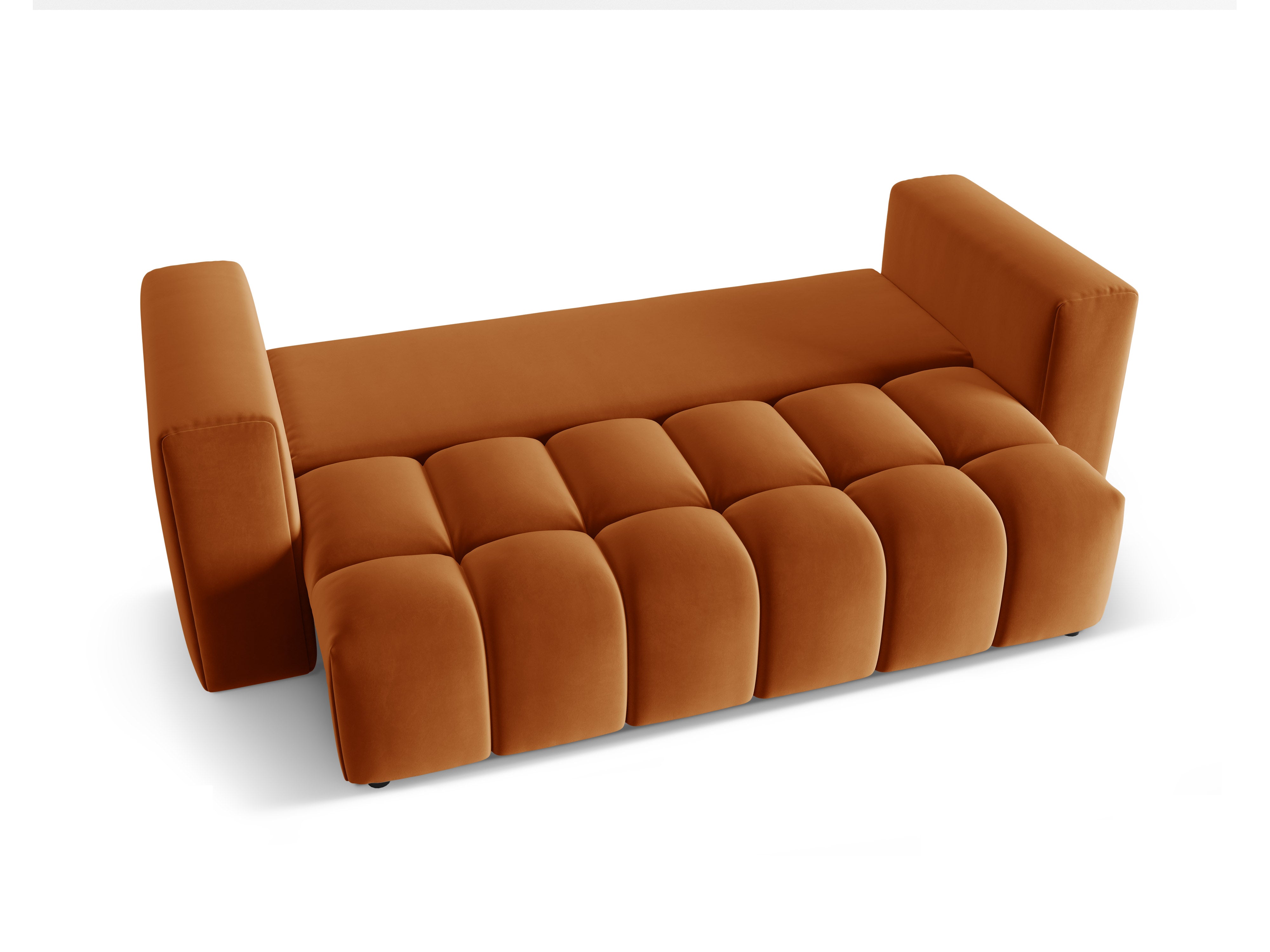 Sofa van fluweel voor 3 personen met slaapfunctie VERONA baksteenkleurig