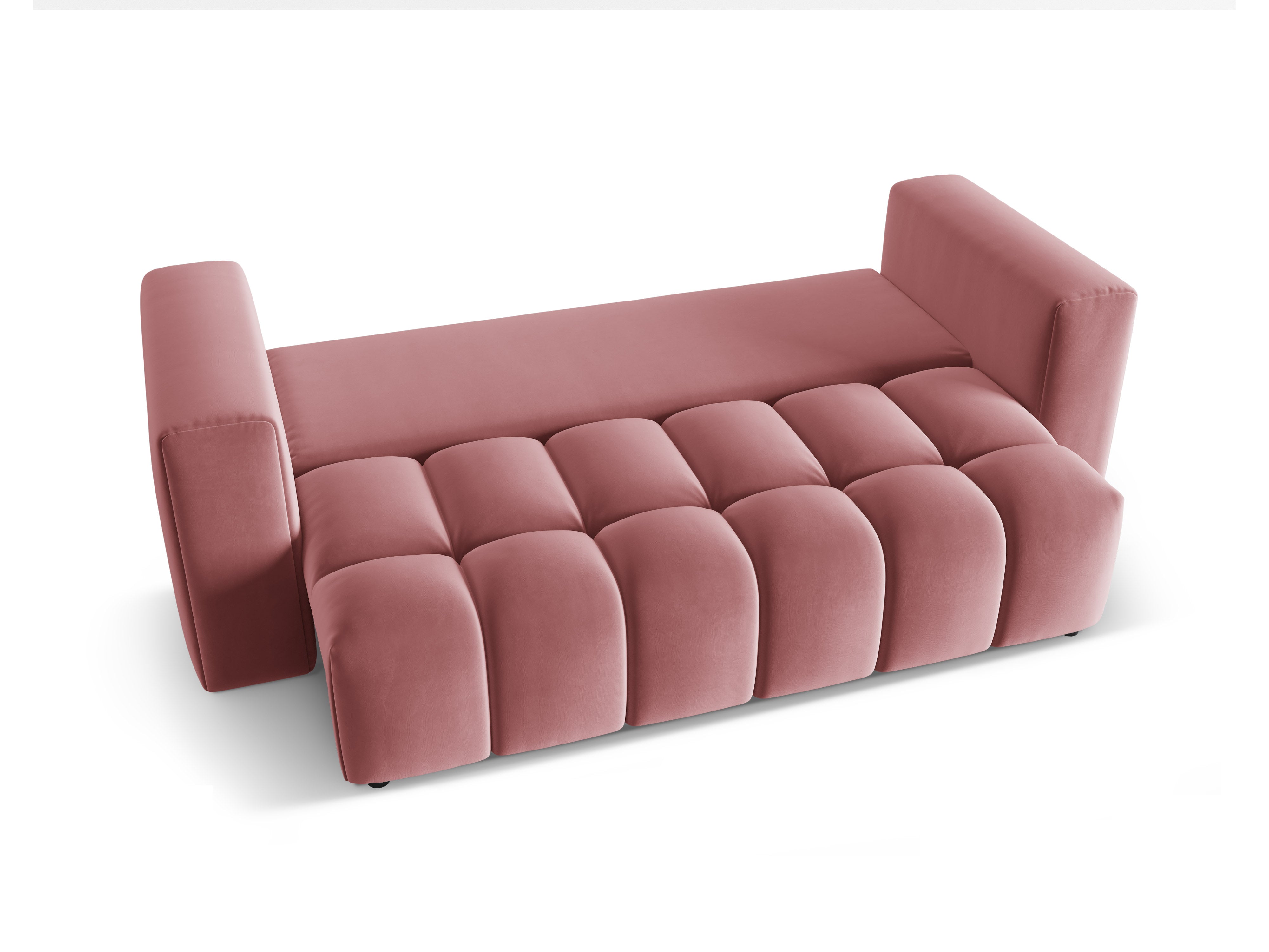 Fluwelen 3-zitsbank met slaapfunctie VERONA roze flamingo