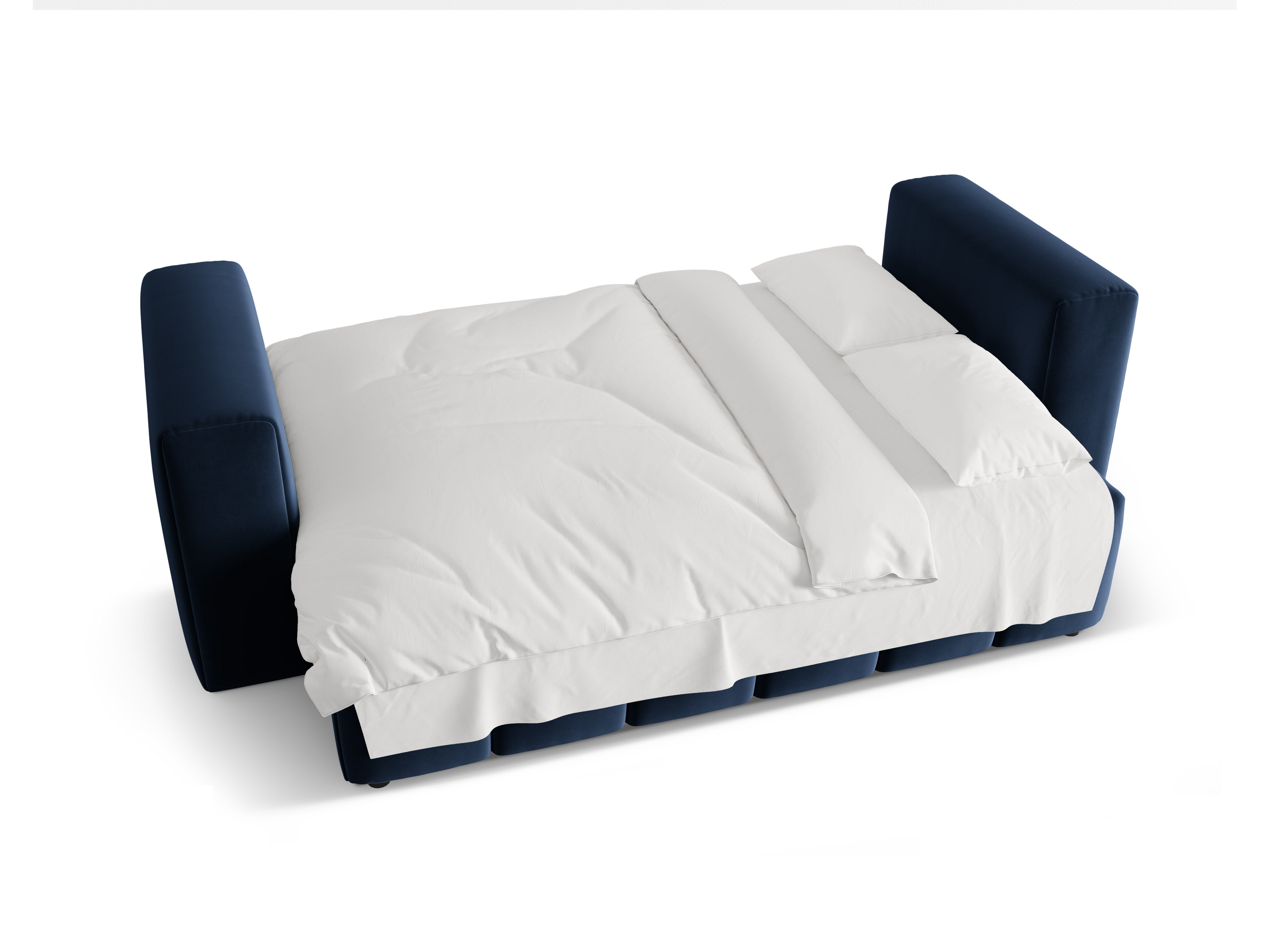 Sofa aksamitna 3-osobowa z funkcją spania VERONA królewski niebieski – Cosmopolitan Design