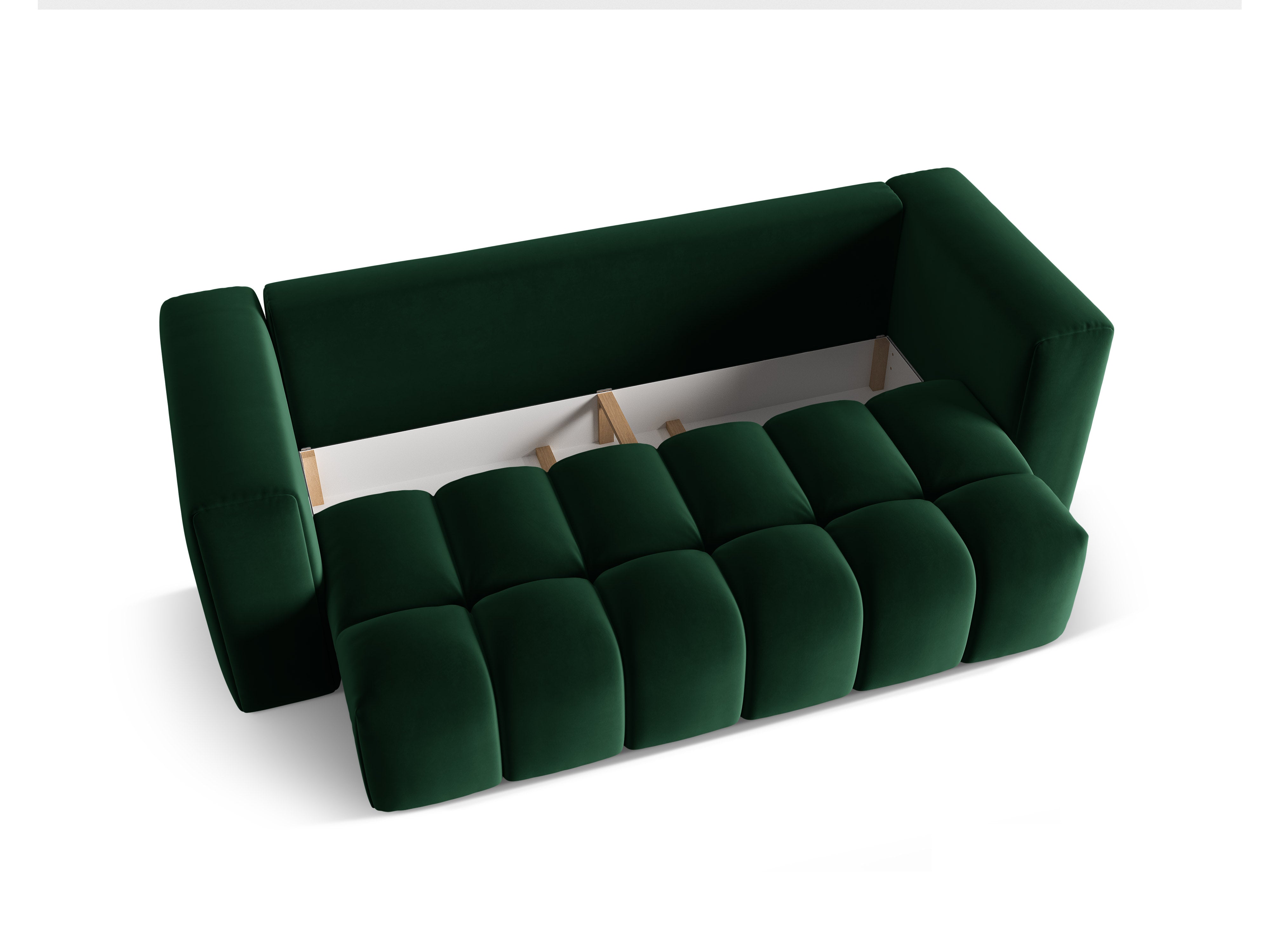 Sofa aksamitna 3-osobowa z funkcją spania VERONA butelkowy zielony – Cosmopolitan Design
