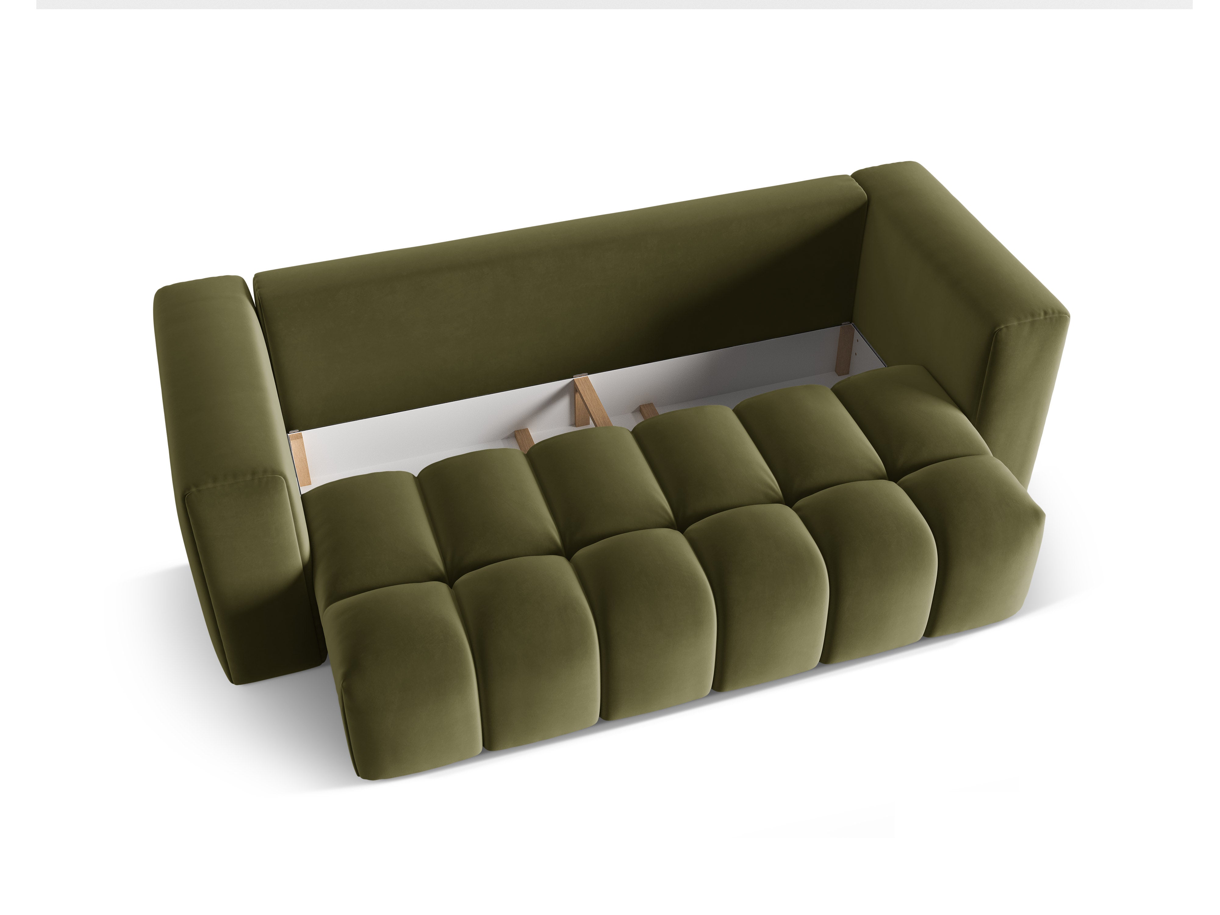 Sofa aksamitna 3-osobowa z funkcją spania VERONA jasny zielony – Cosmopolitan Design