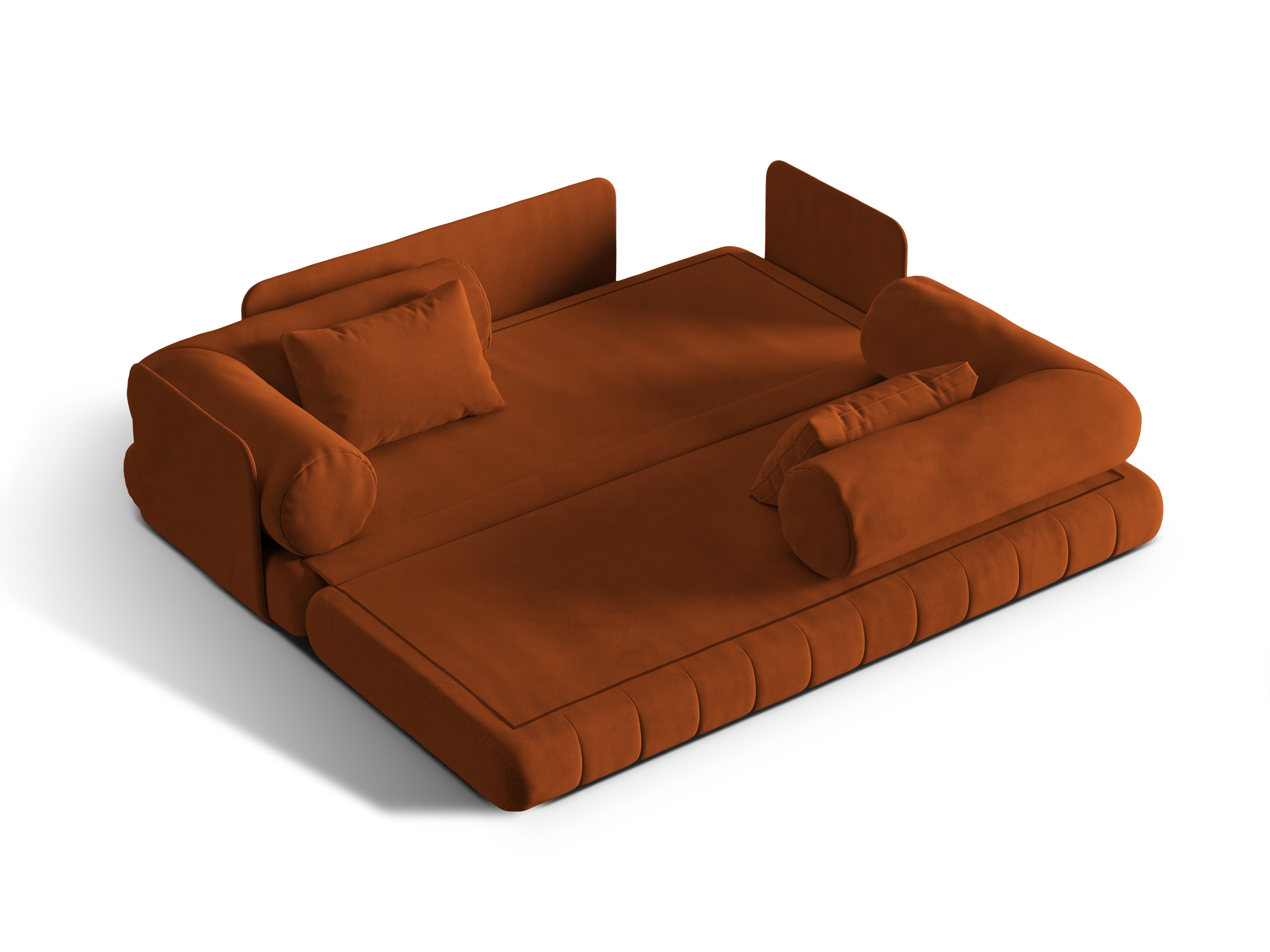 Velvet 3-Seater Sofa with Sleeping Function KEMI Terracotta
