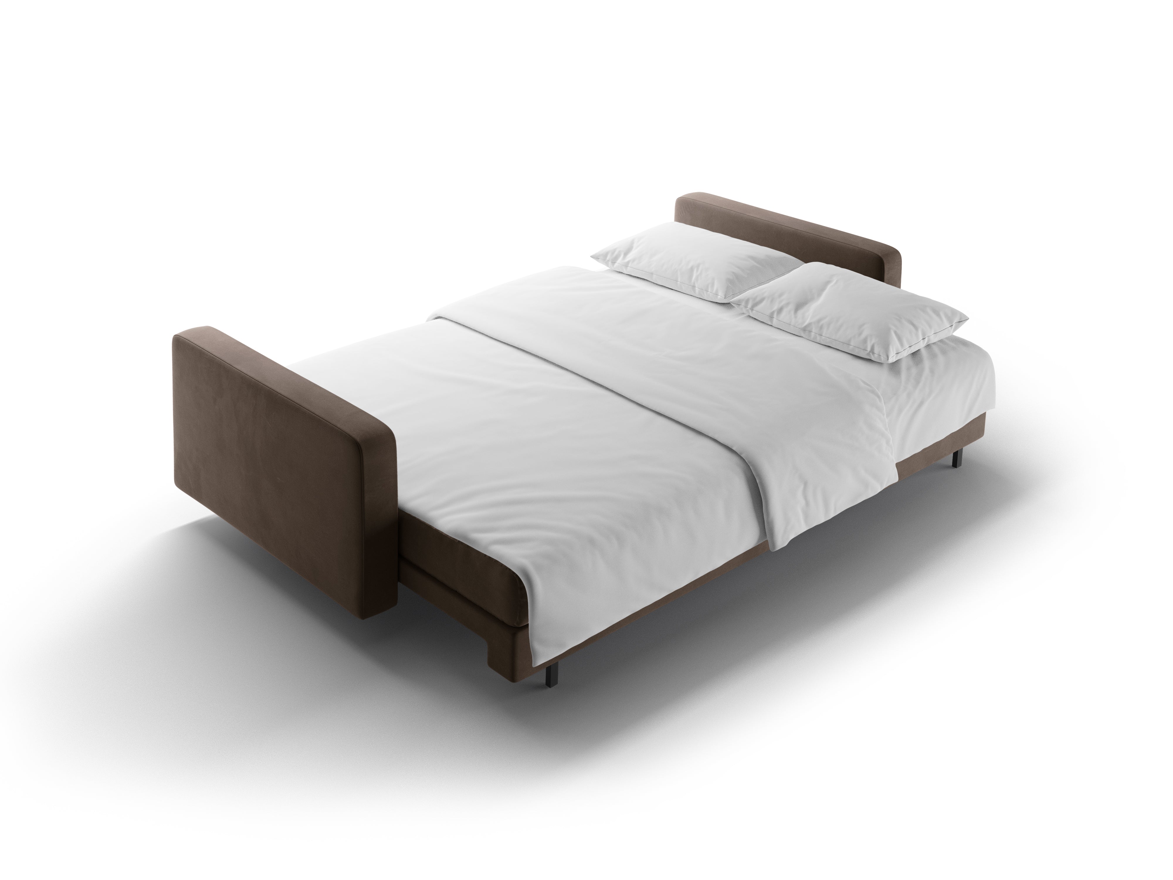 Samtsofa 3-Sitzer mit Schlaffunktion BALI schokolade mit schwarzem Fuß