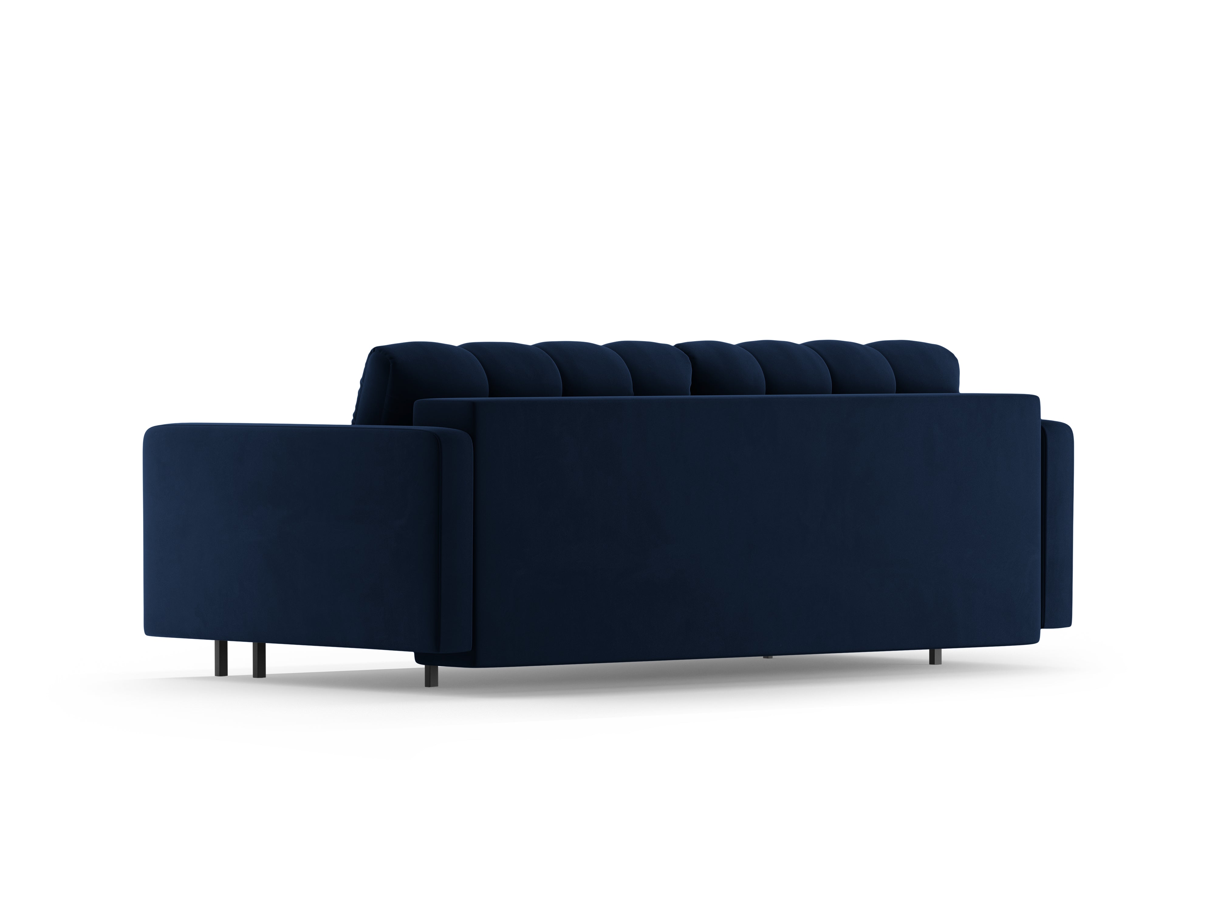 Velvet 3-seater sofa with sleeping function BALI royal navy with black base
