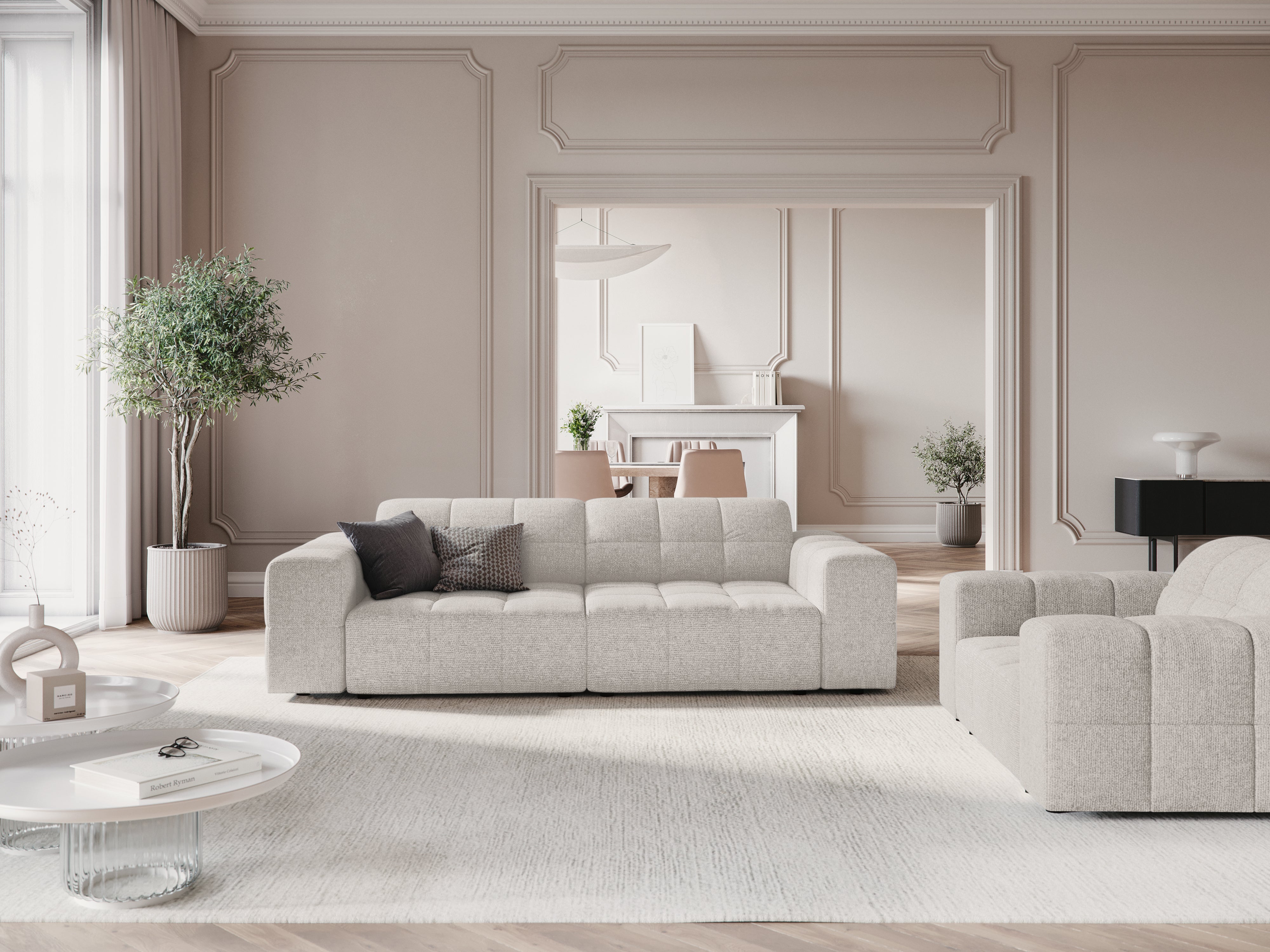 Sofa 3-zits CHICAGO lichtgrijze chenille