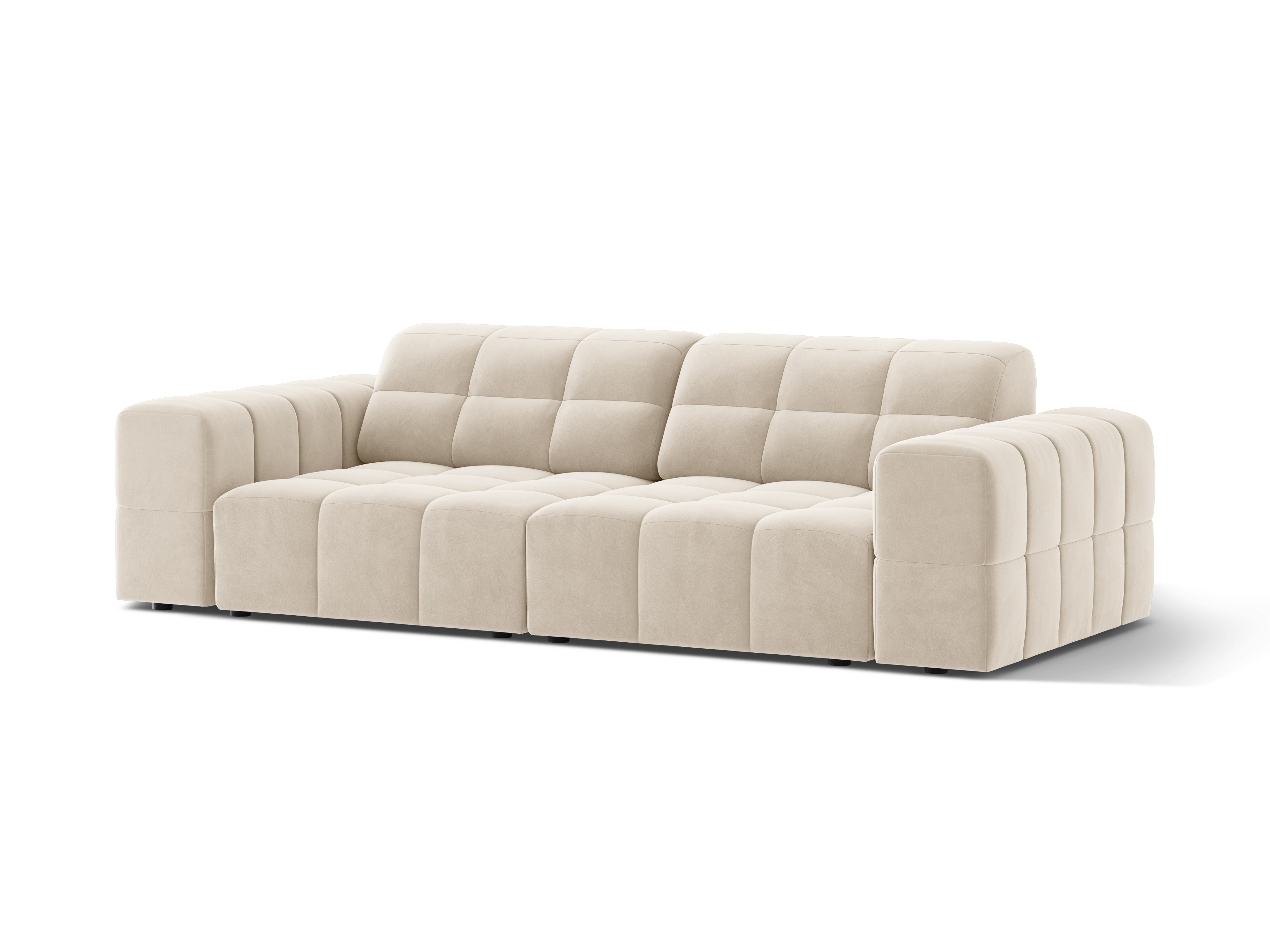 Sofa van fluweel 3-zits CHICAGO lichtbeige