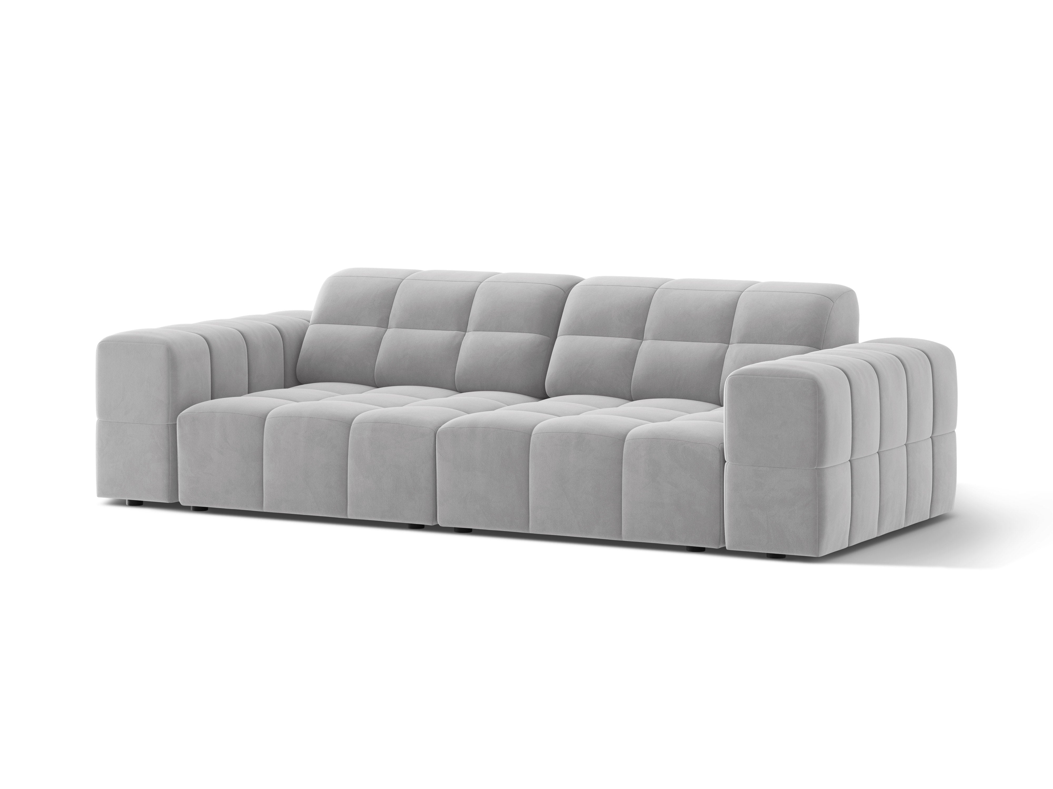 Sofa van fluweel 3-zits CHICAGO lichtgrijs