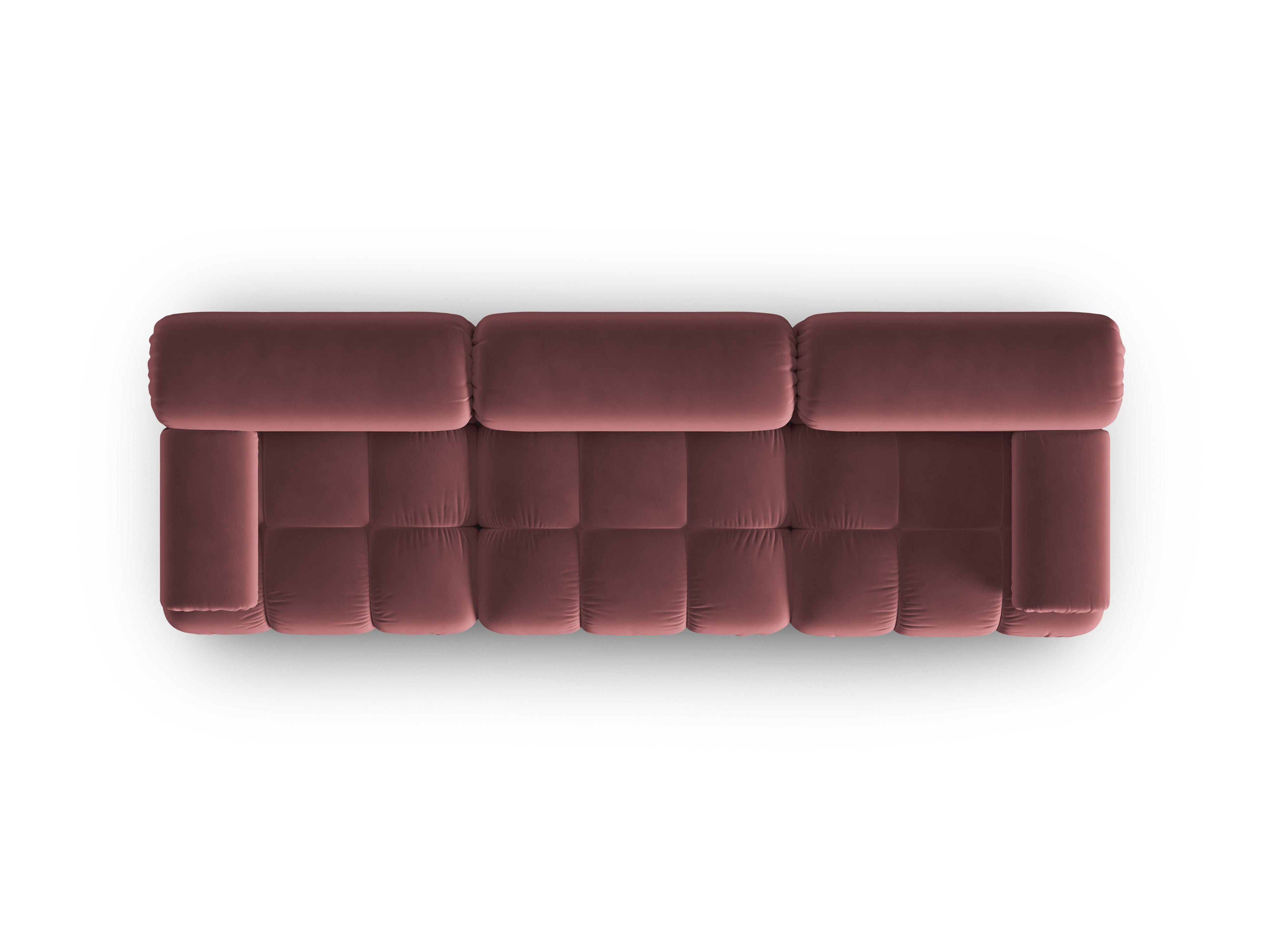 Sofa aksamitna 3-osobowa CORTINA różowy – welur