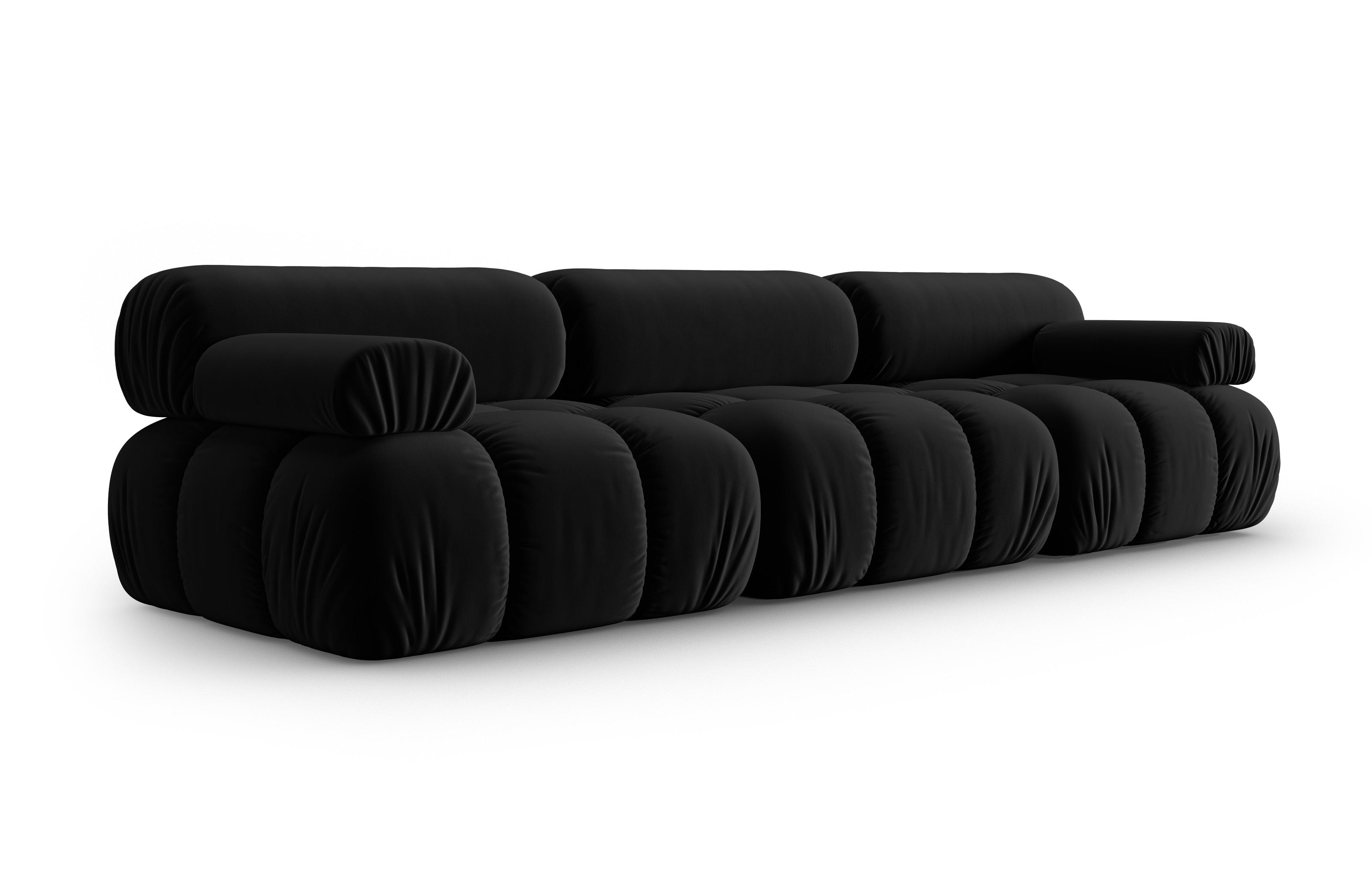 Sofa aus Samt 3-sitzig CORTINA schwarz