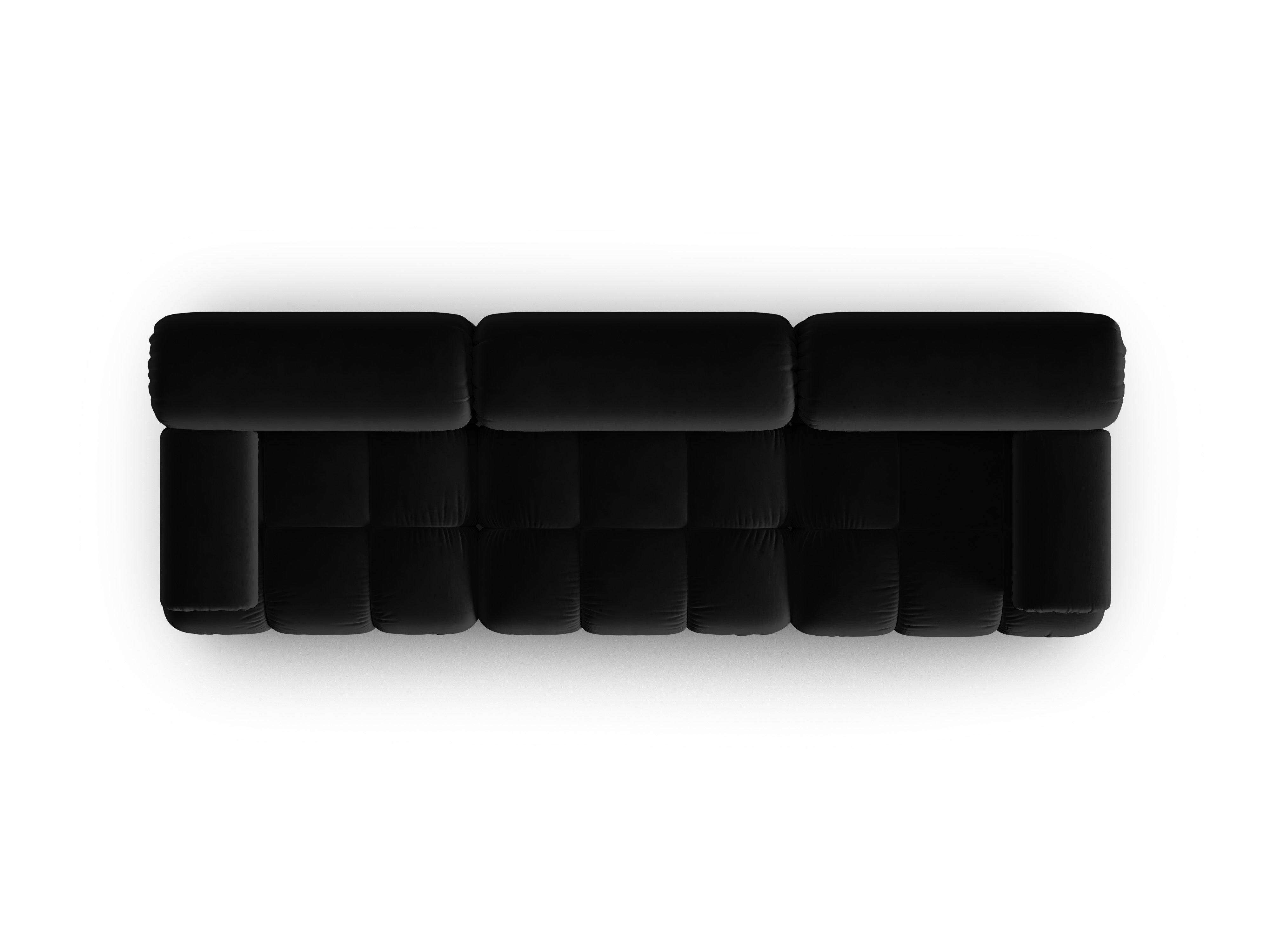 Sofa aksamitna 3-osobowa CORTINA czarny – welur