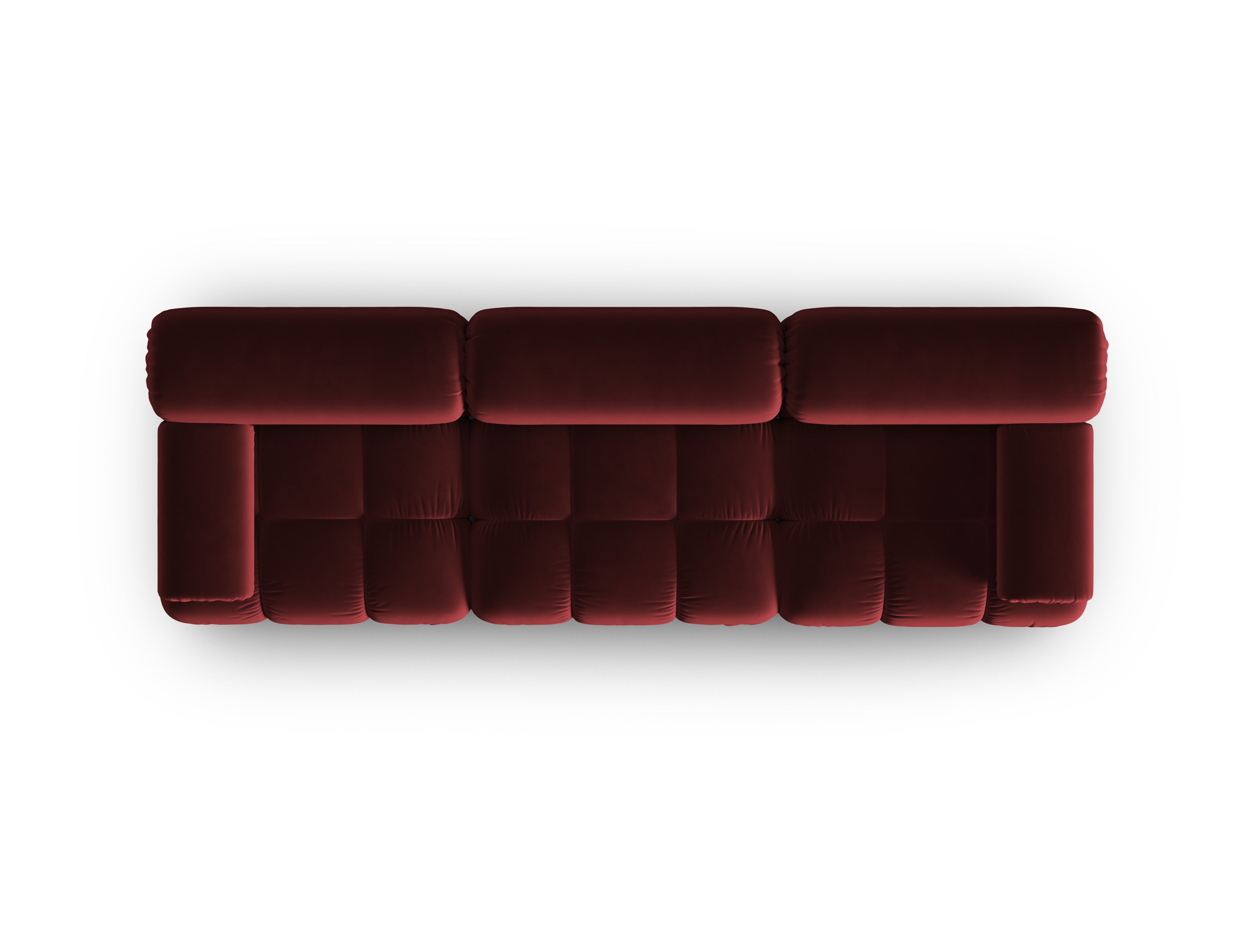 Sofa aksamitna 3-osobowa CORTINA winny czerwony – welur
