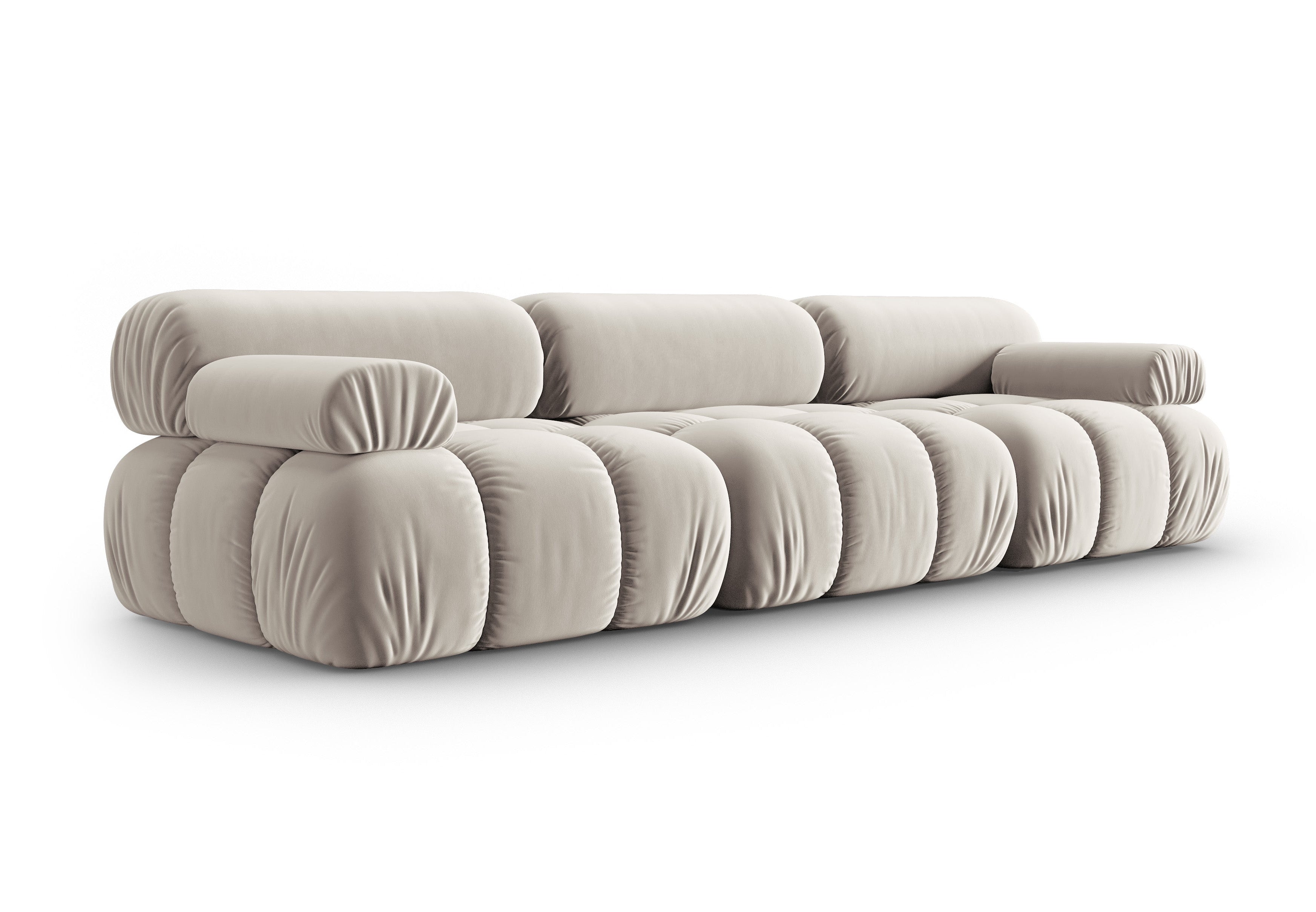 Sofa aus Samt 3-sitzig CORTINA beige