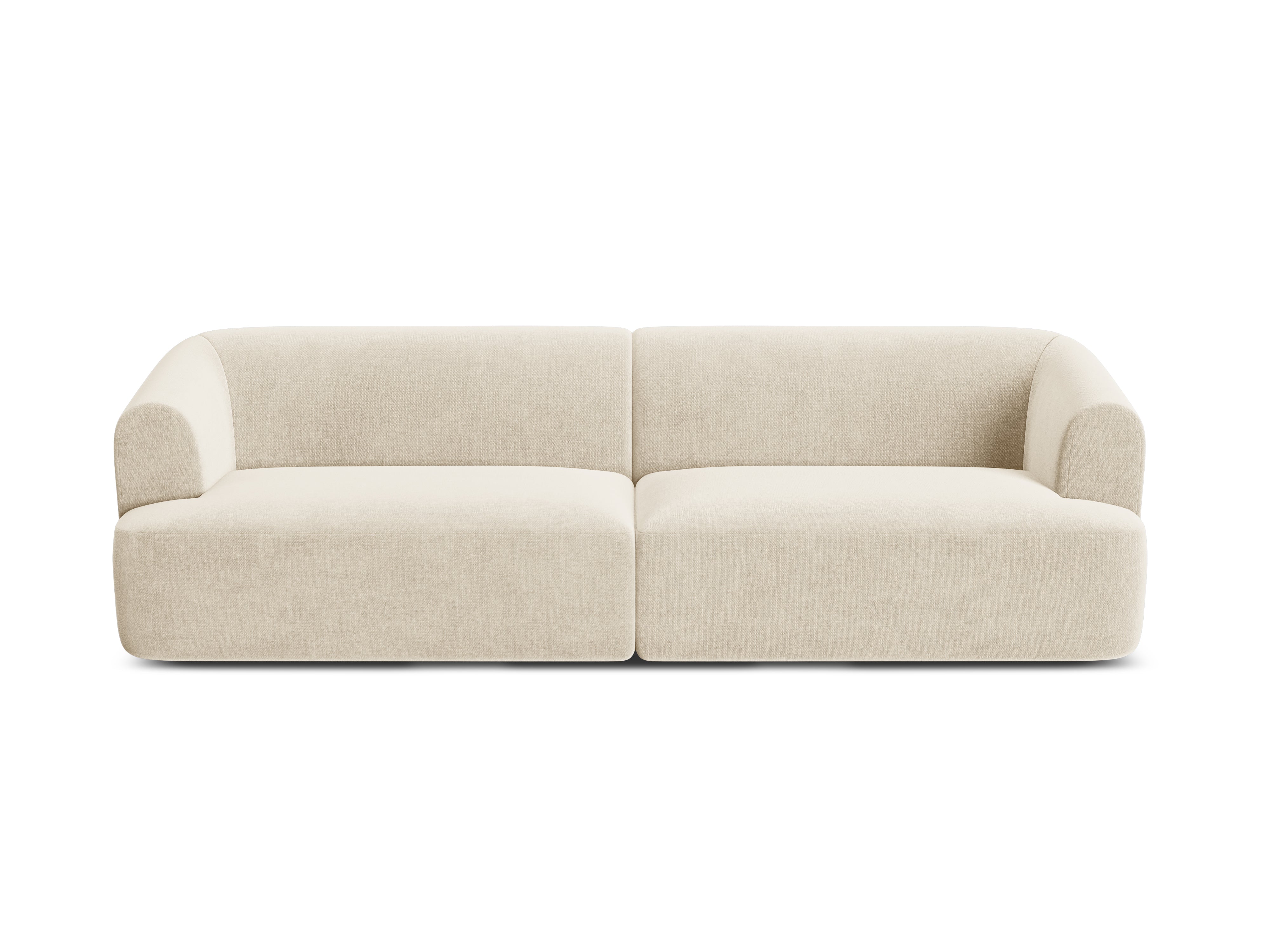 Sofa aksamitna 4-osobowa CAMPI jasnobeżowy do salonu – Cosmopolitan Design