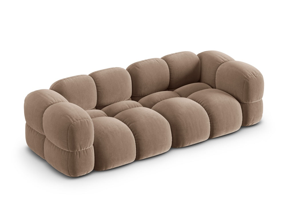 Sofa voor 4 personen van fluweel LORETTO donkerbeige