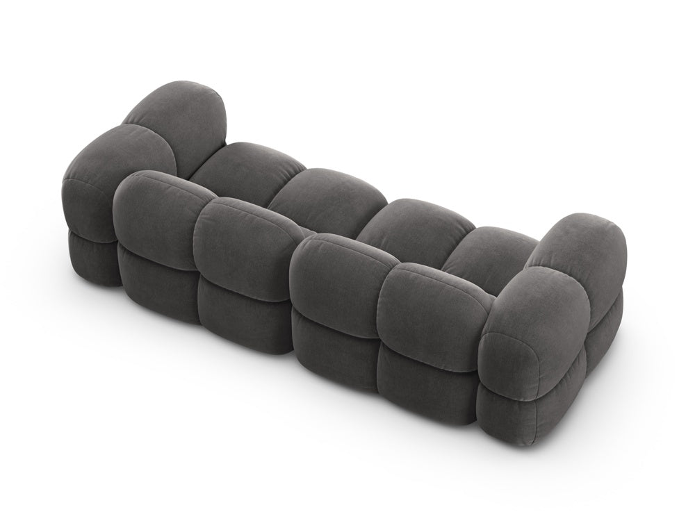 Sofa voor 4 personen van fluweel LORETTO grijs