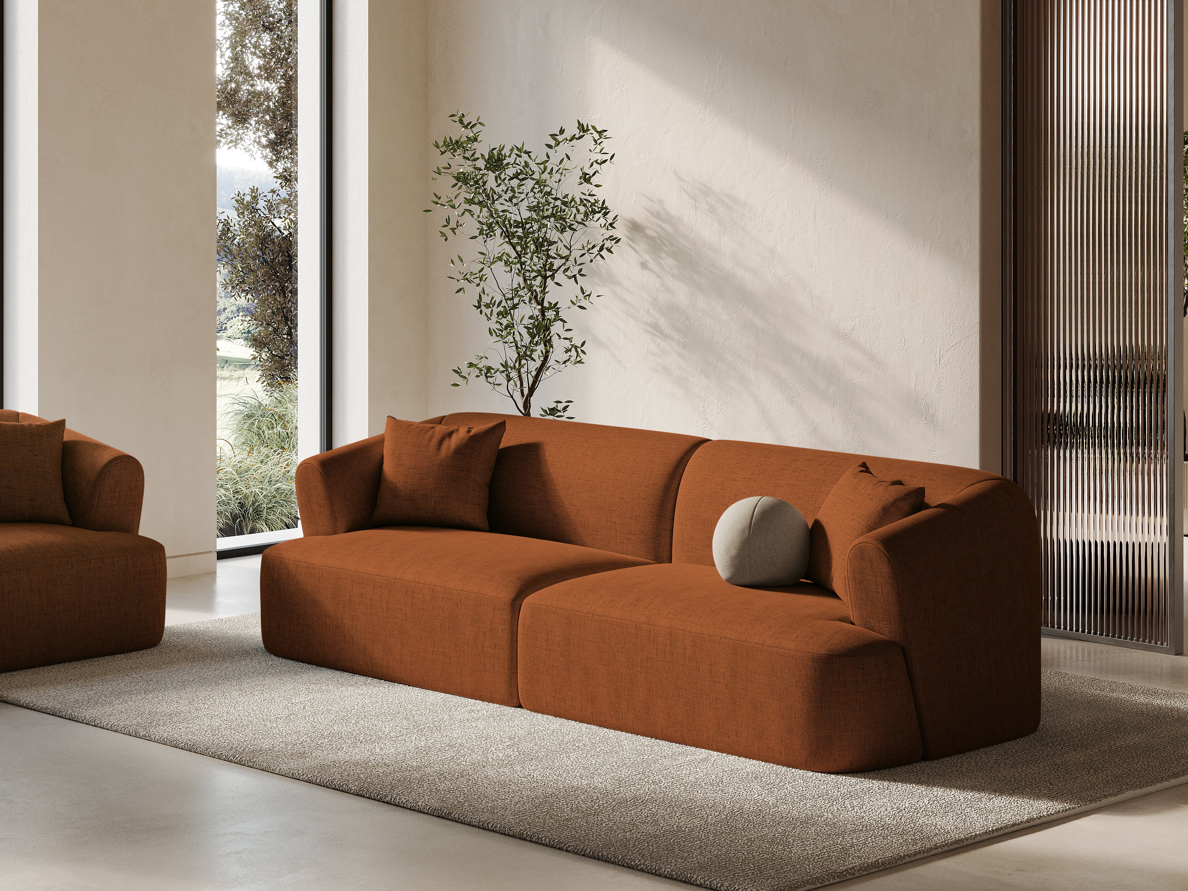 4-seater CAMPI sofa in brick chenille