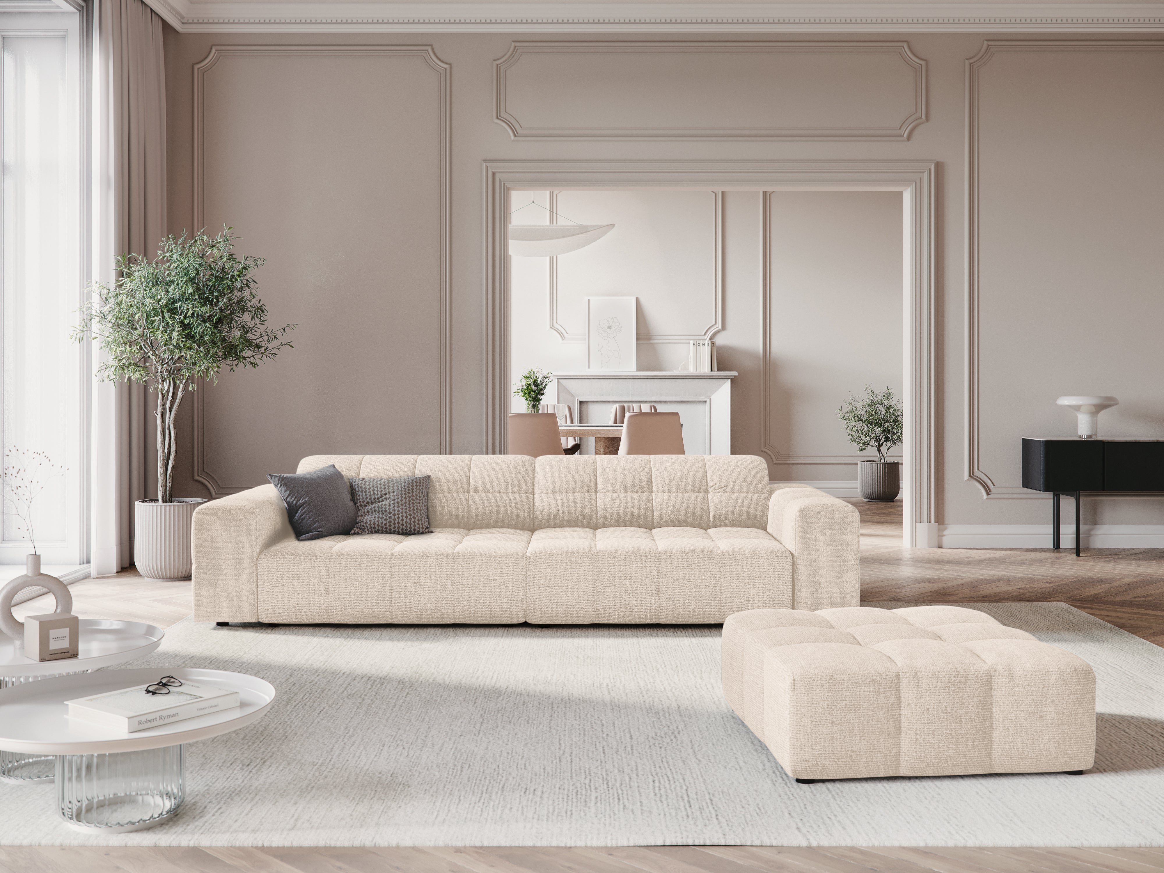 Sofa voor 4 personen CHICAGO lichtbeige chenille