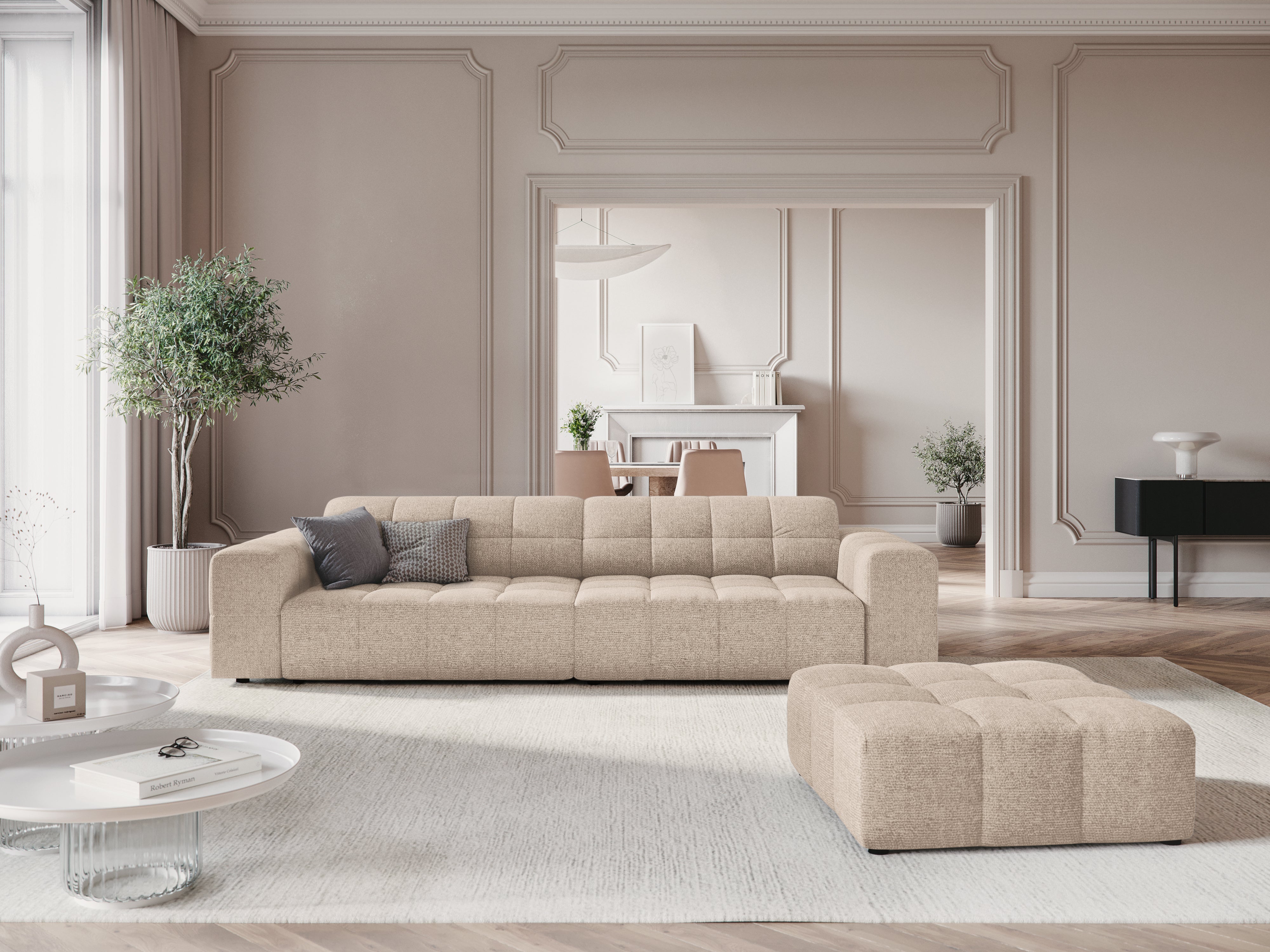 Sofa 4-persoons CHICAGO beige chenille