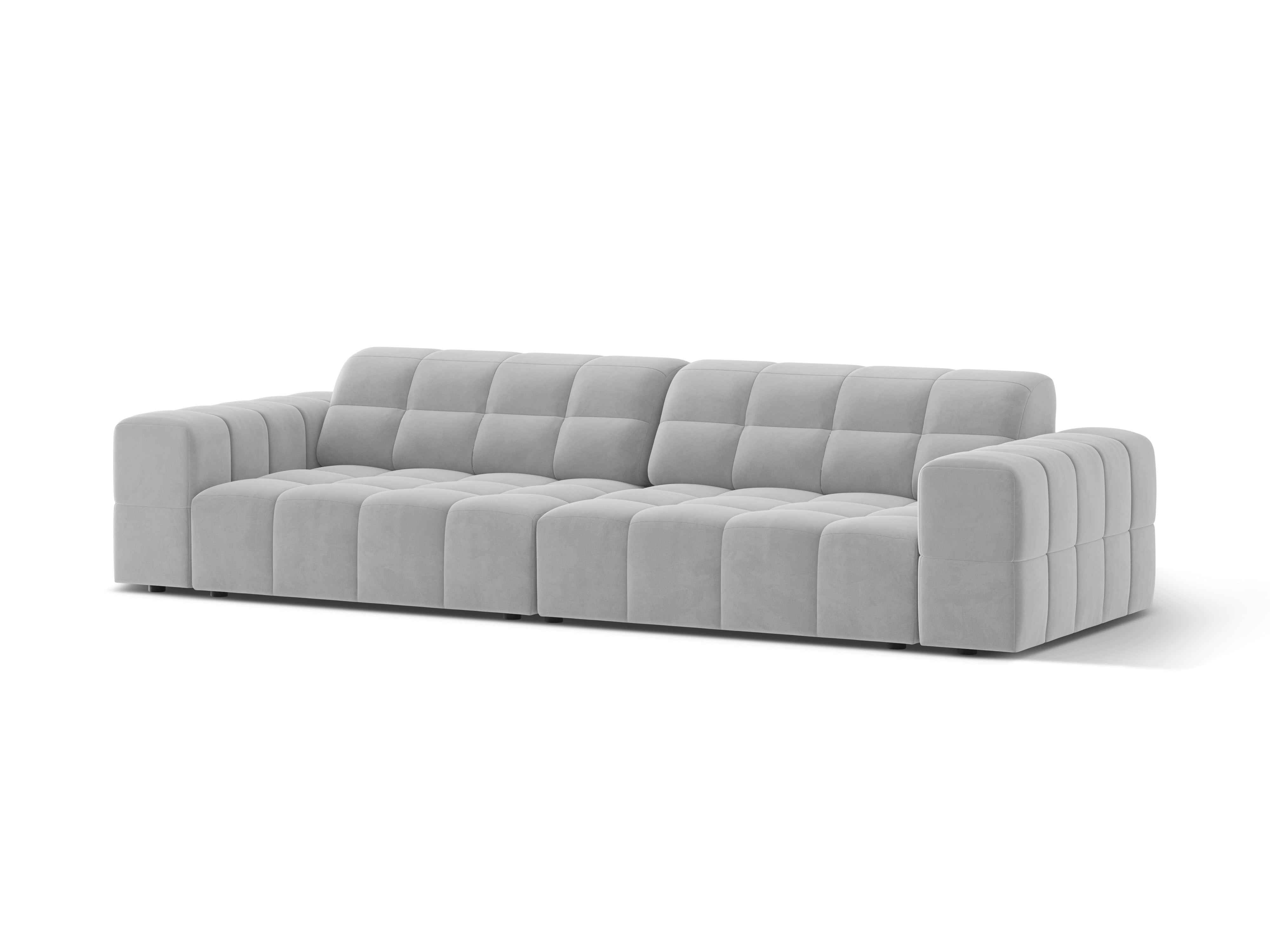 Sofa van fluweel voor 4 personen CHICAGO lichtgrijs