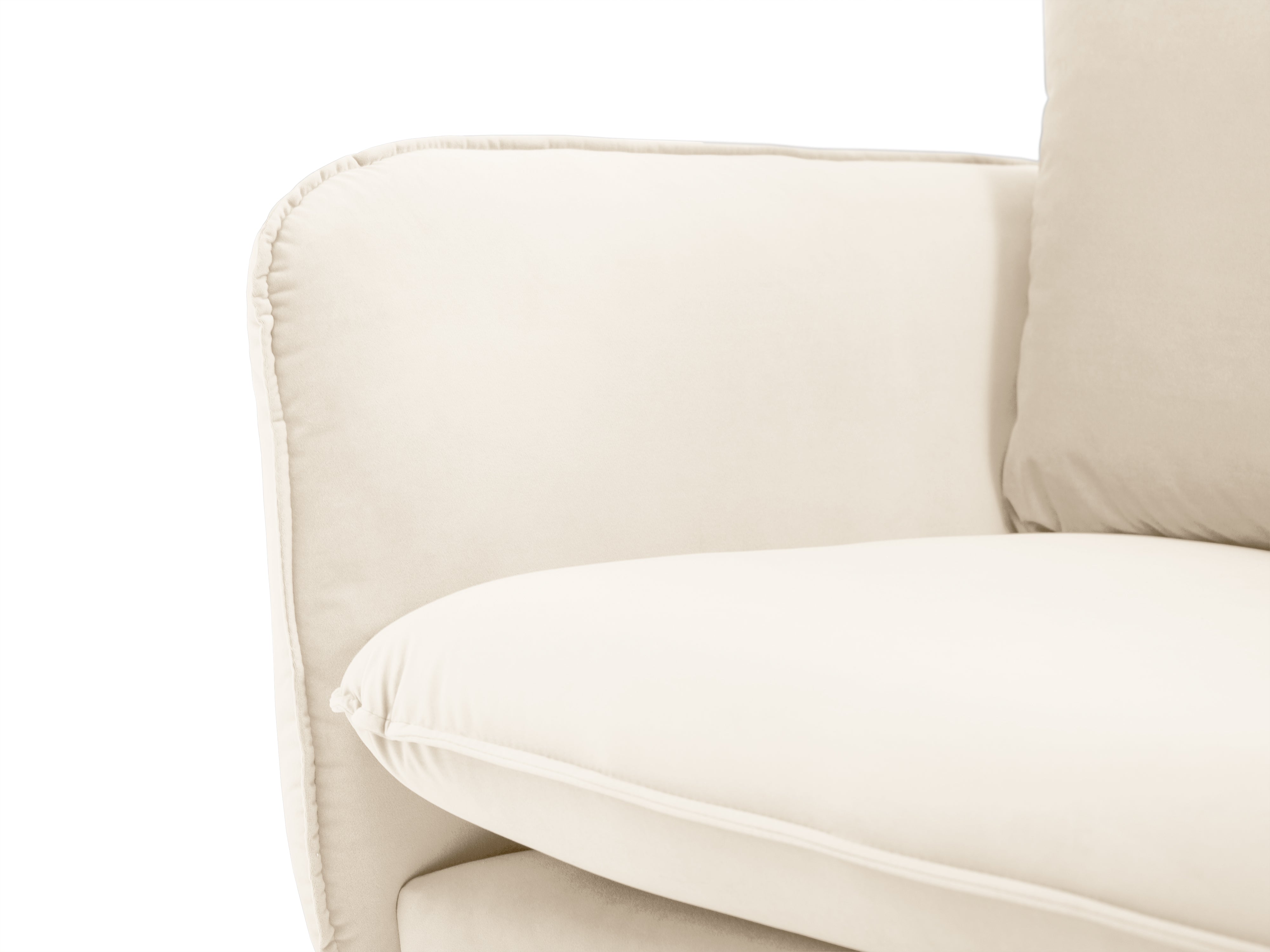Fluwelen fauteuil VIENNA beige met gouden basis