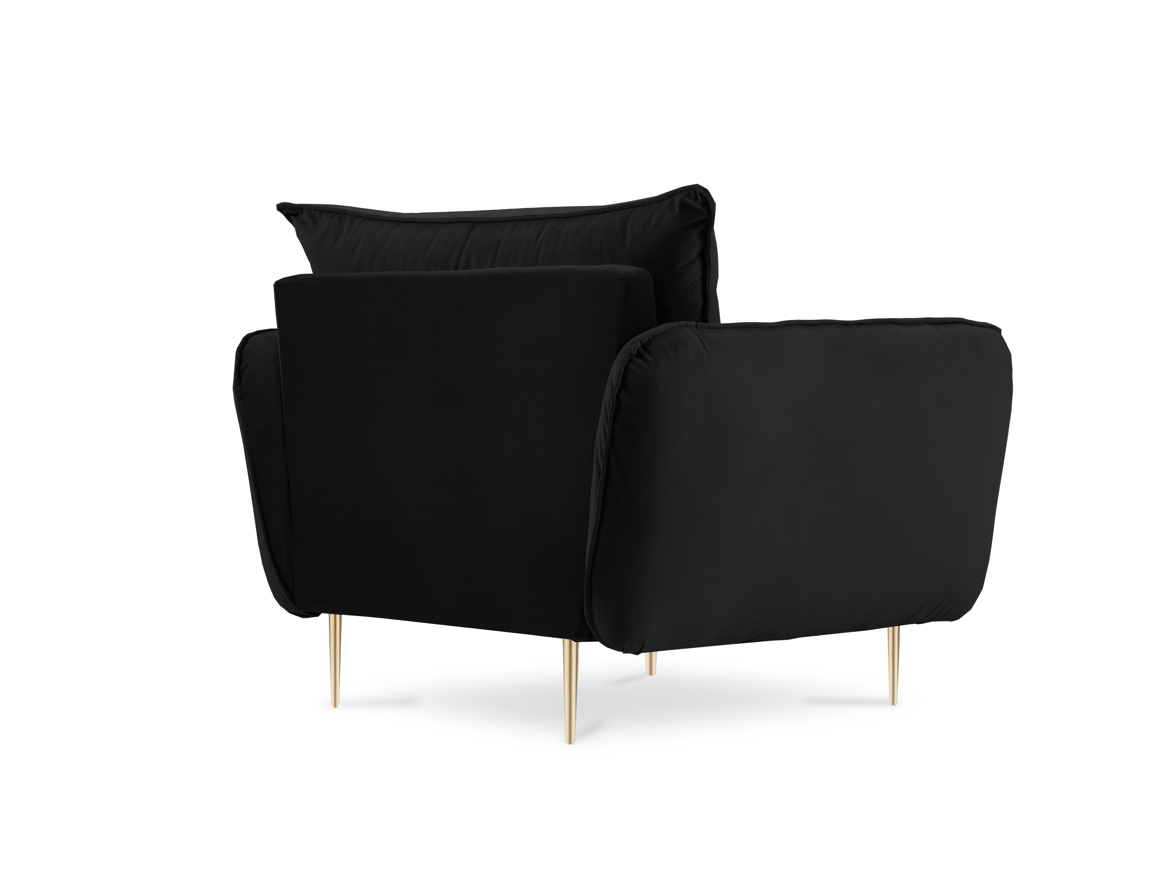 Fluwelen fauteuil VIENNA zwart met gouden basis