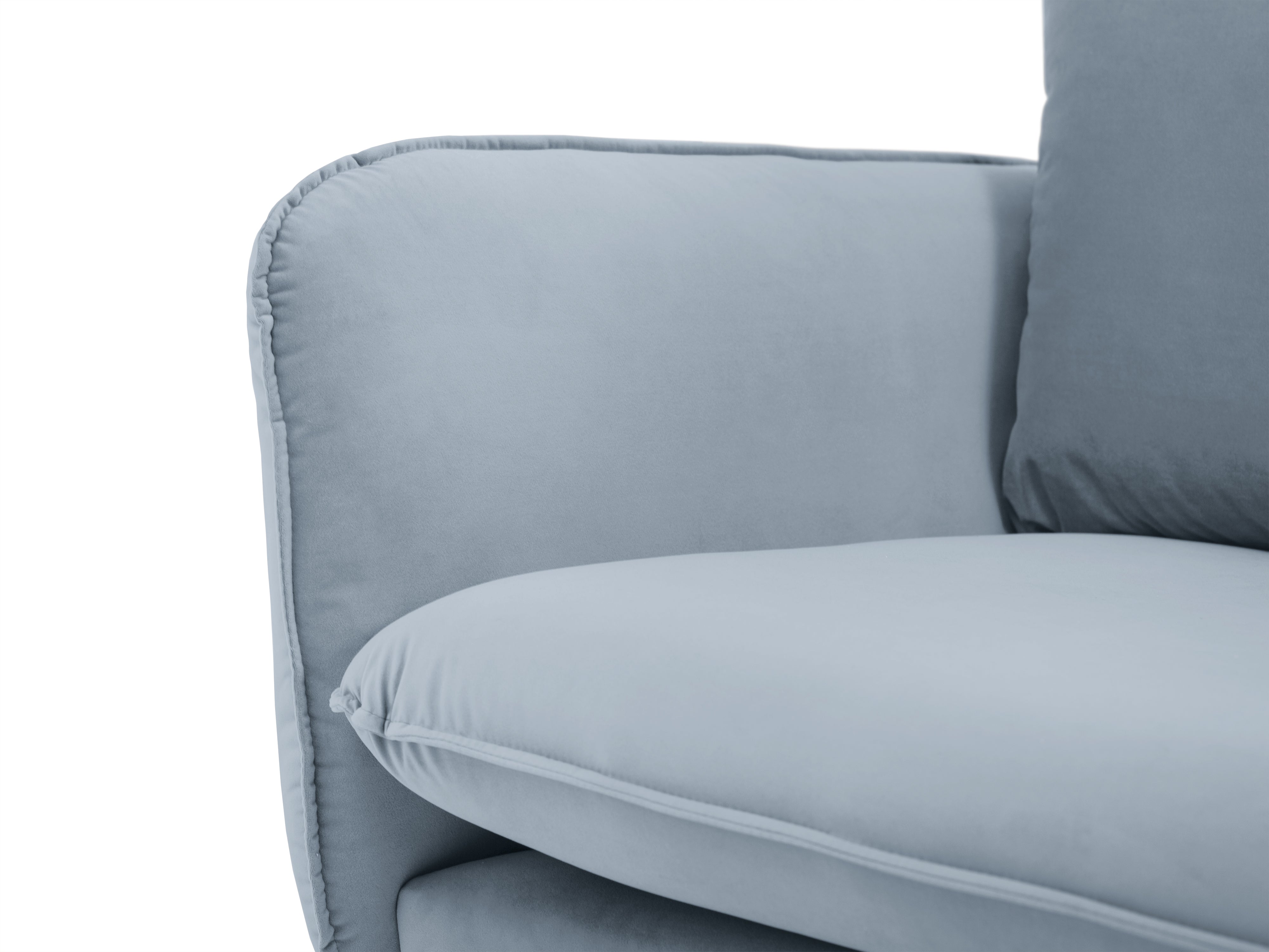 VIENNA Light Blue Velvet 6-Seater Panoramic Sofa with Black Base