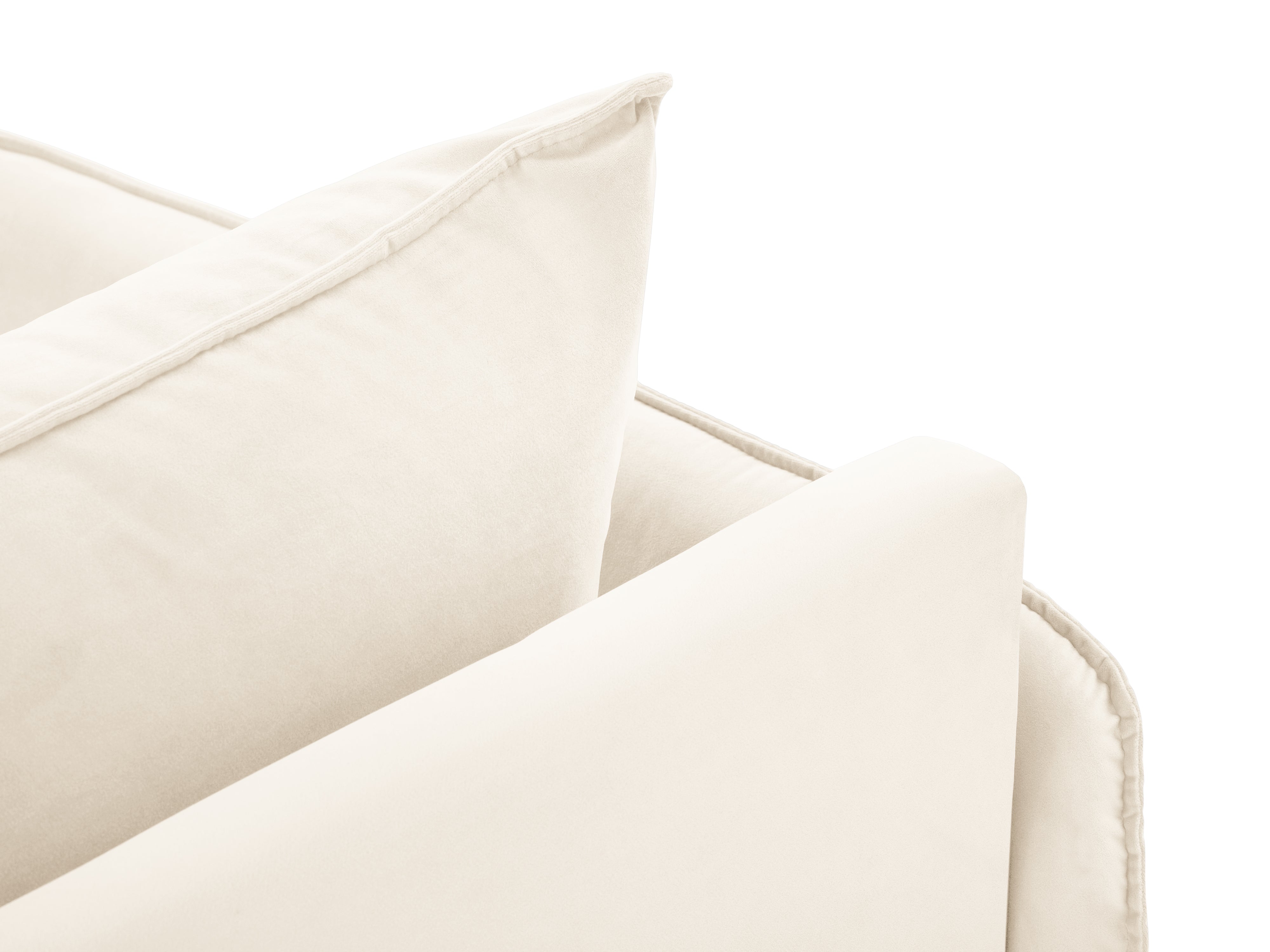 Sofalängssofa aus Samt links VIENNA hellbeige mit goldenem Fuß