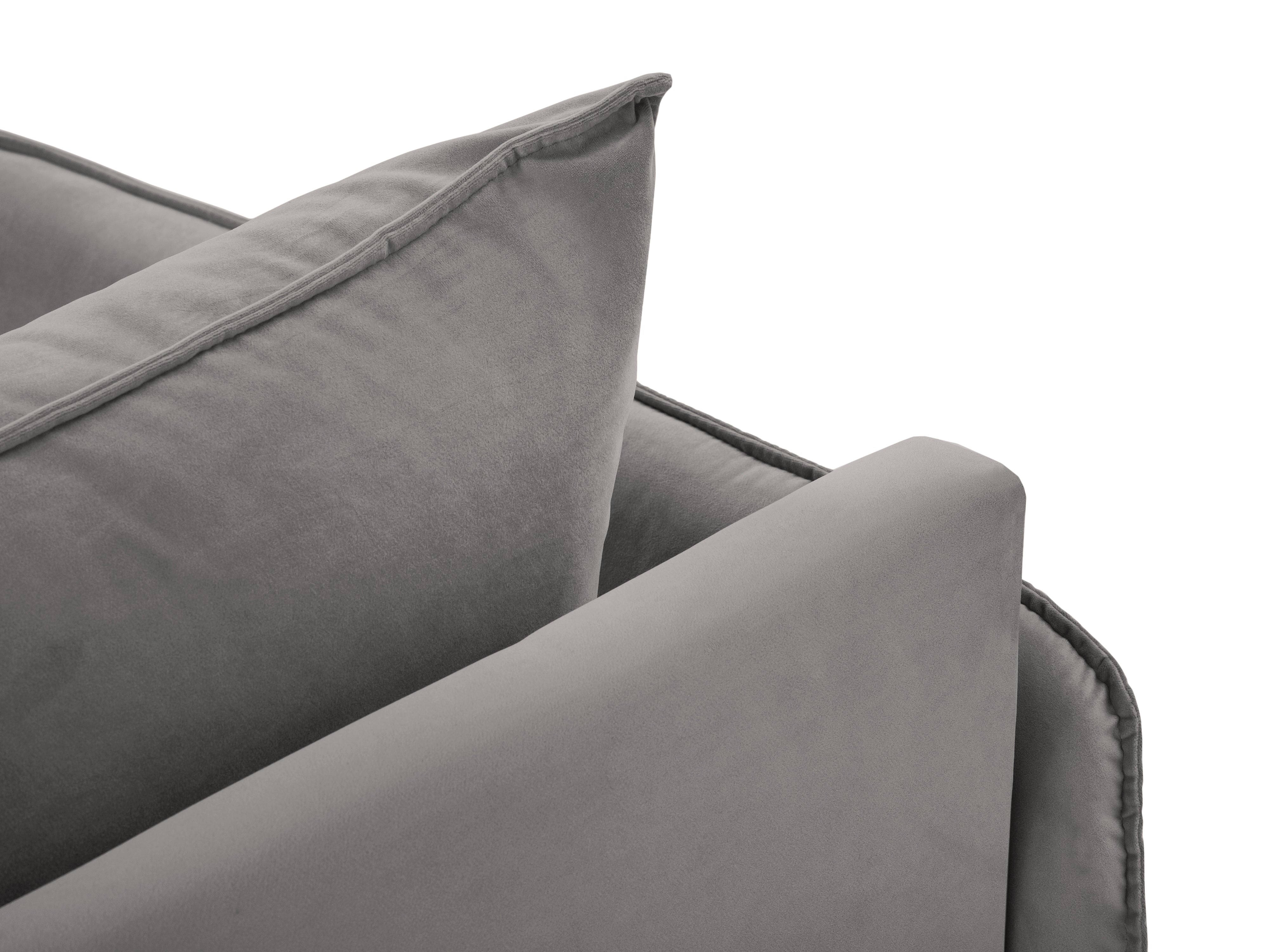 Left-facing velvet chaise longue VIENNA light gray with black base