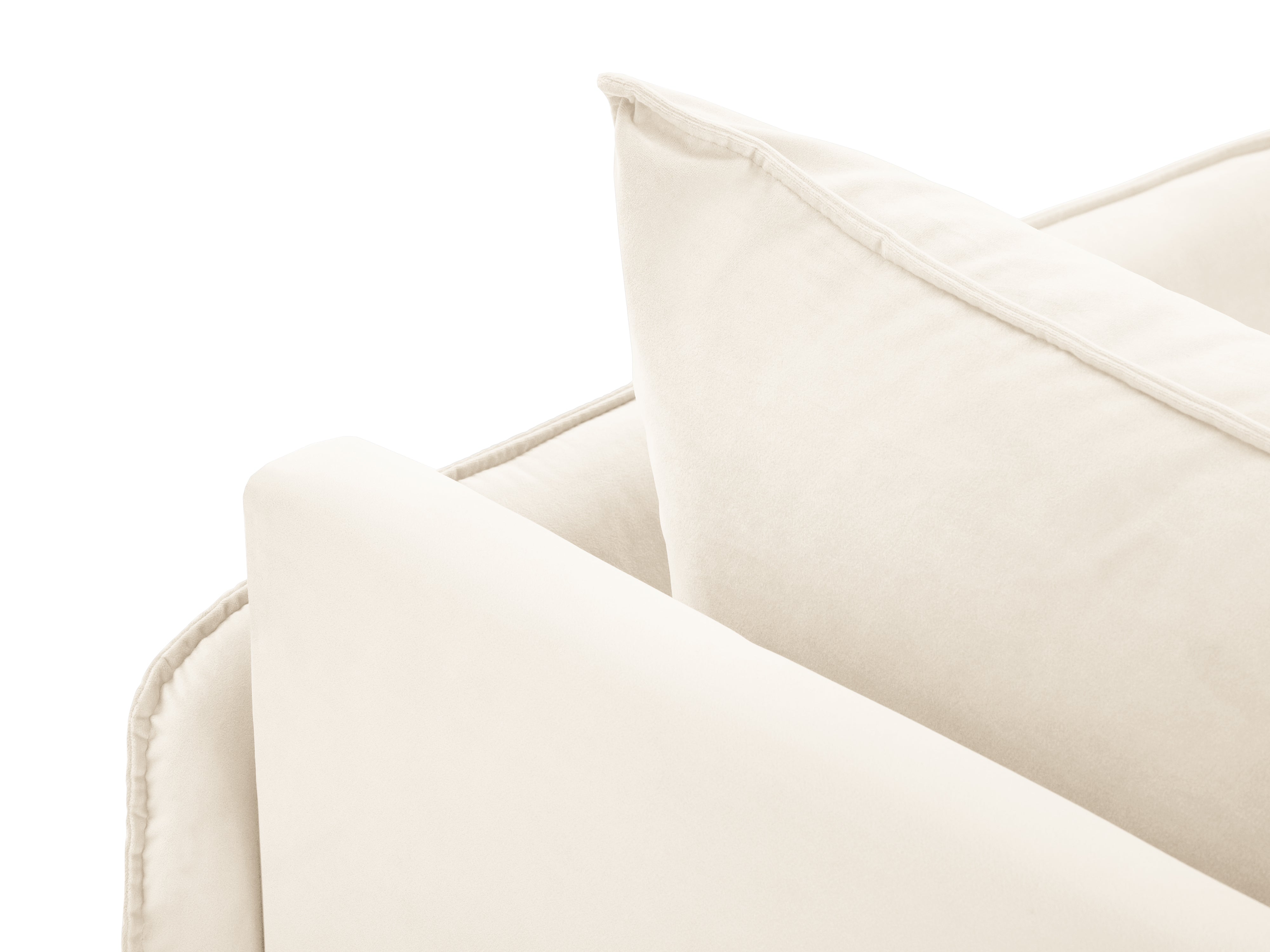 Velours chaise longue rechts VIENNA lichtbeige met zwarte basis