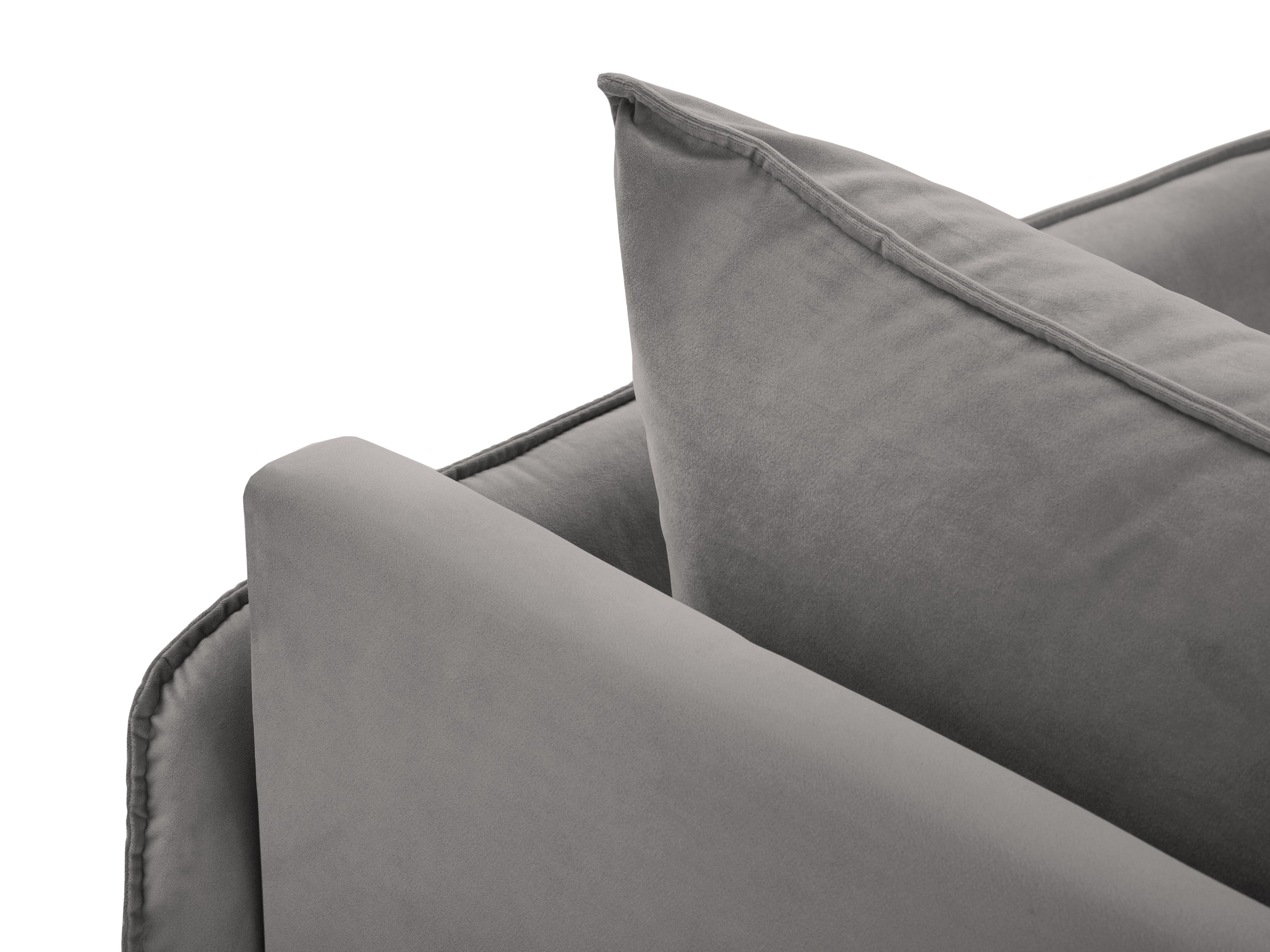 Right-facing velvet chaise longue VIENNA light gray with black base