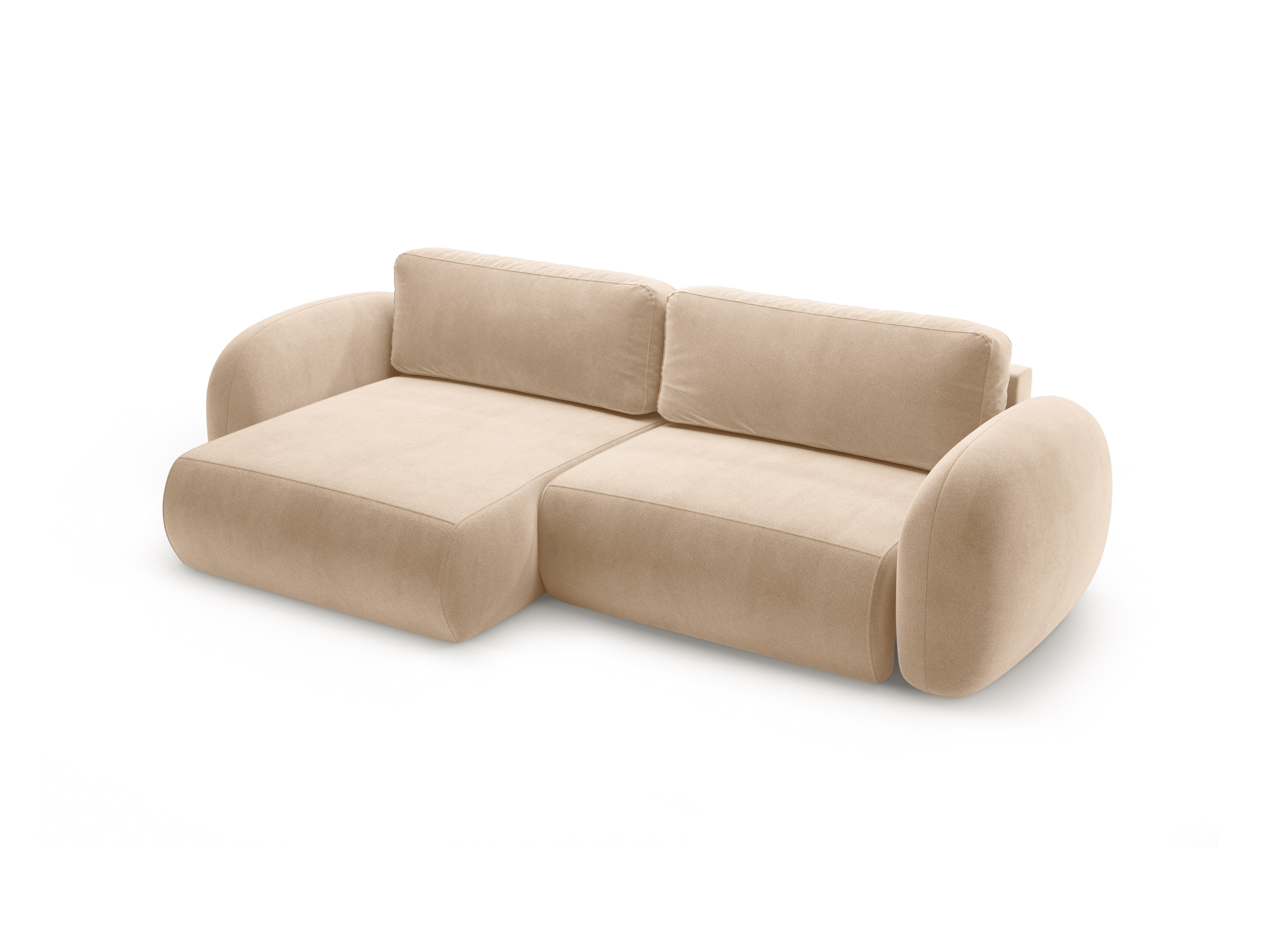 Universal velvet corner sofa with sleeping function for 4 people TONALE beige