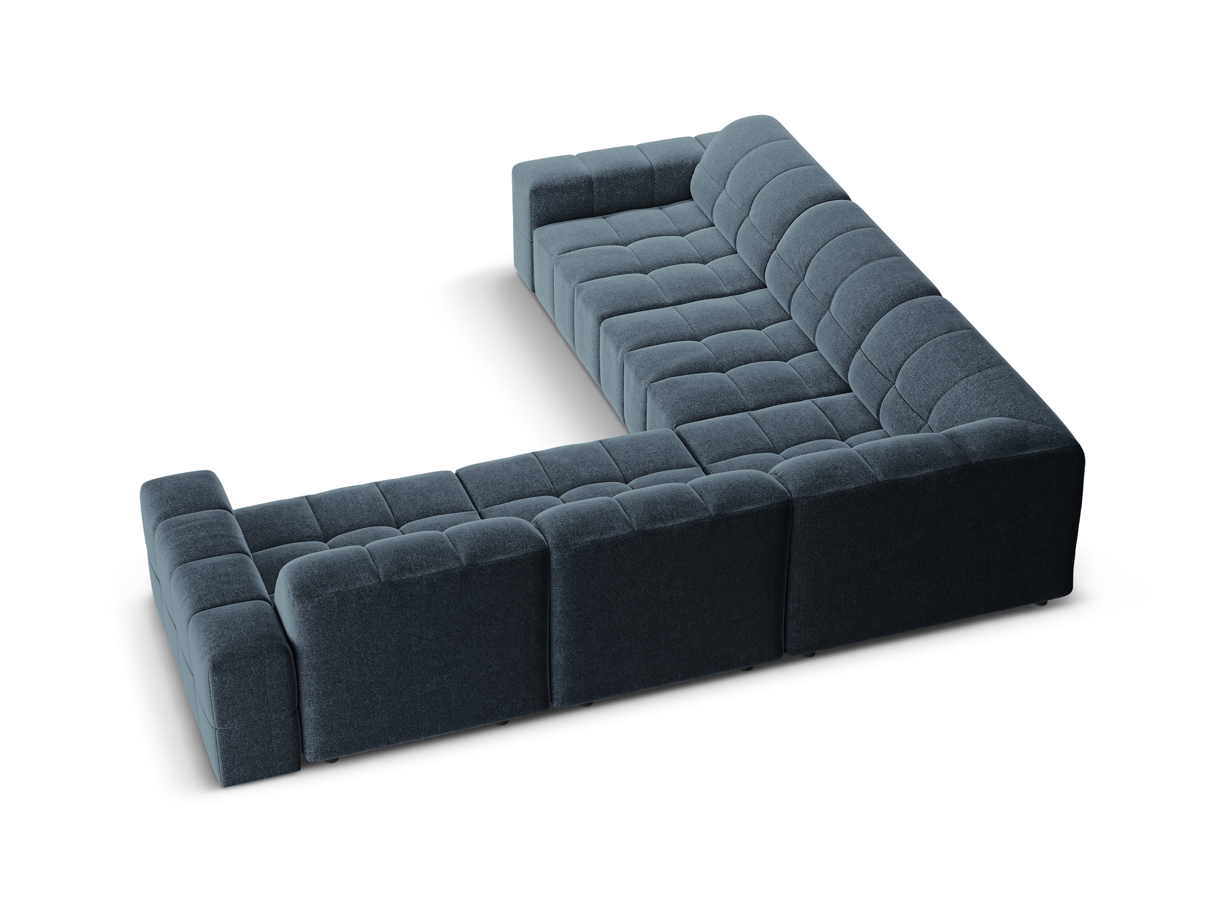 Symmetrische hoekbank CHICAGO blauwe chenille