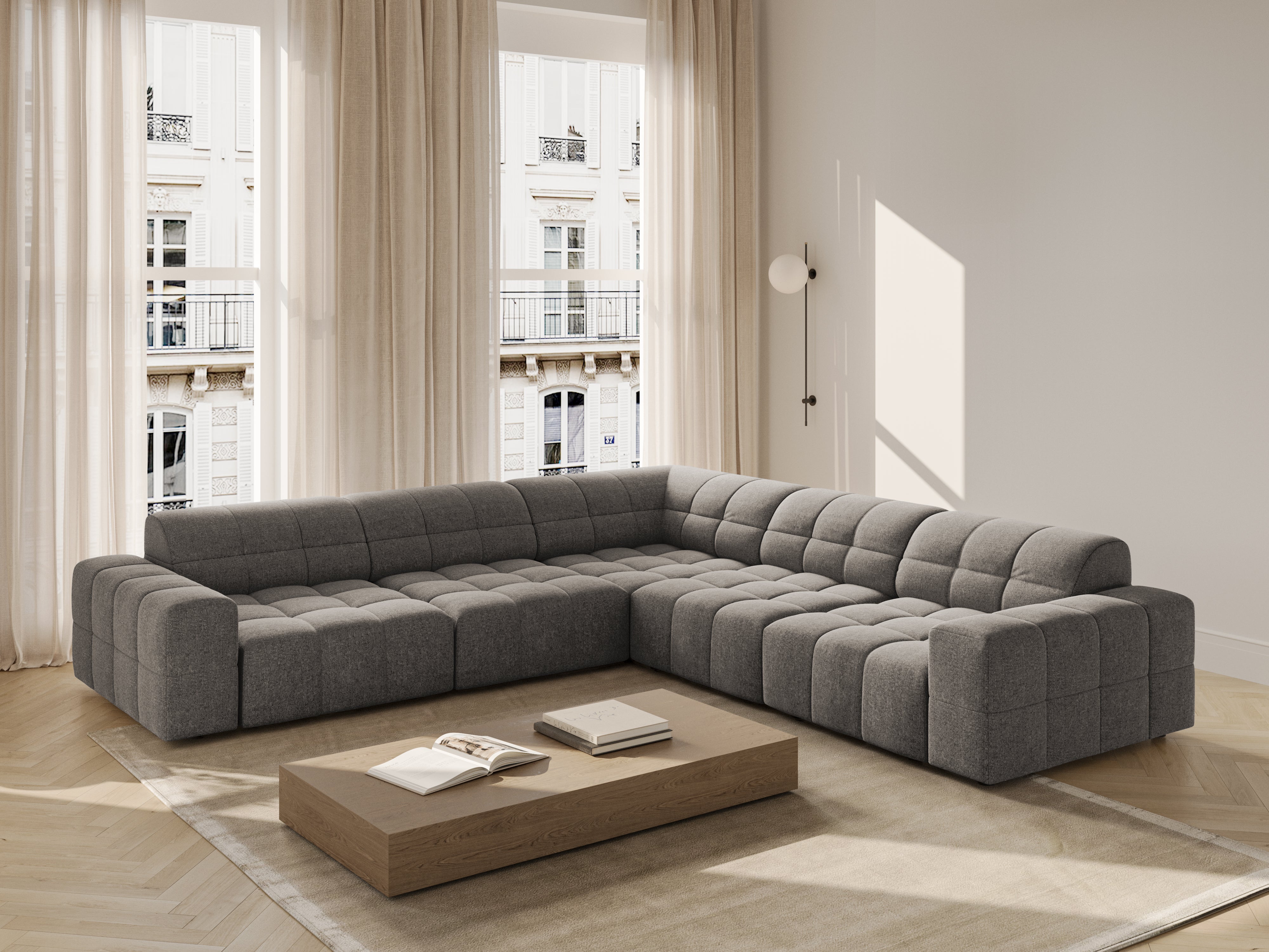 Symmetrical Corner Sofa CHICAGO Gray Chenille