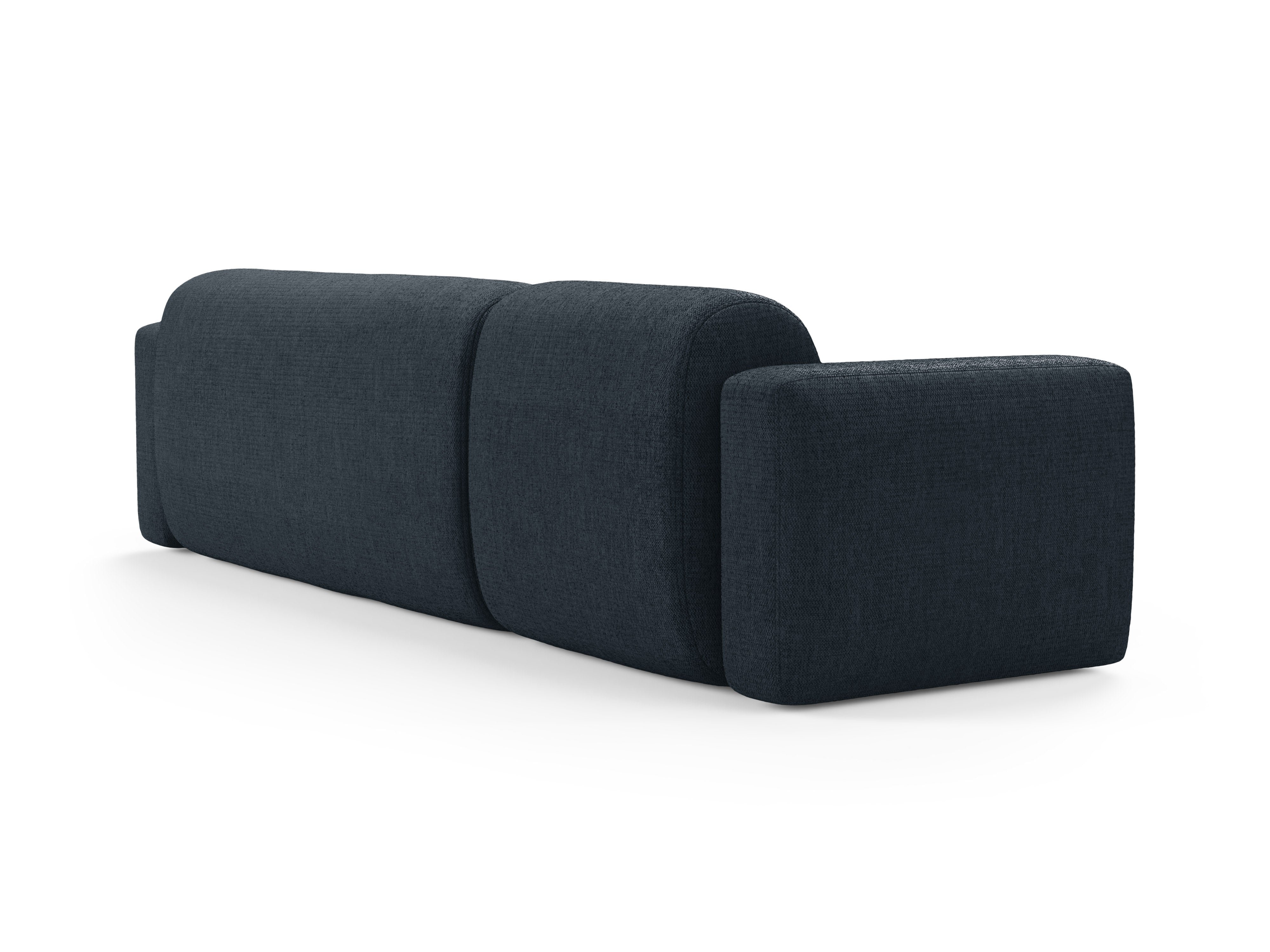 Linksseitige Eckcouch STRINO in blauem Chenille