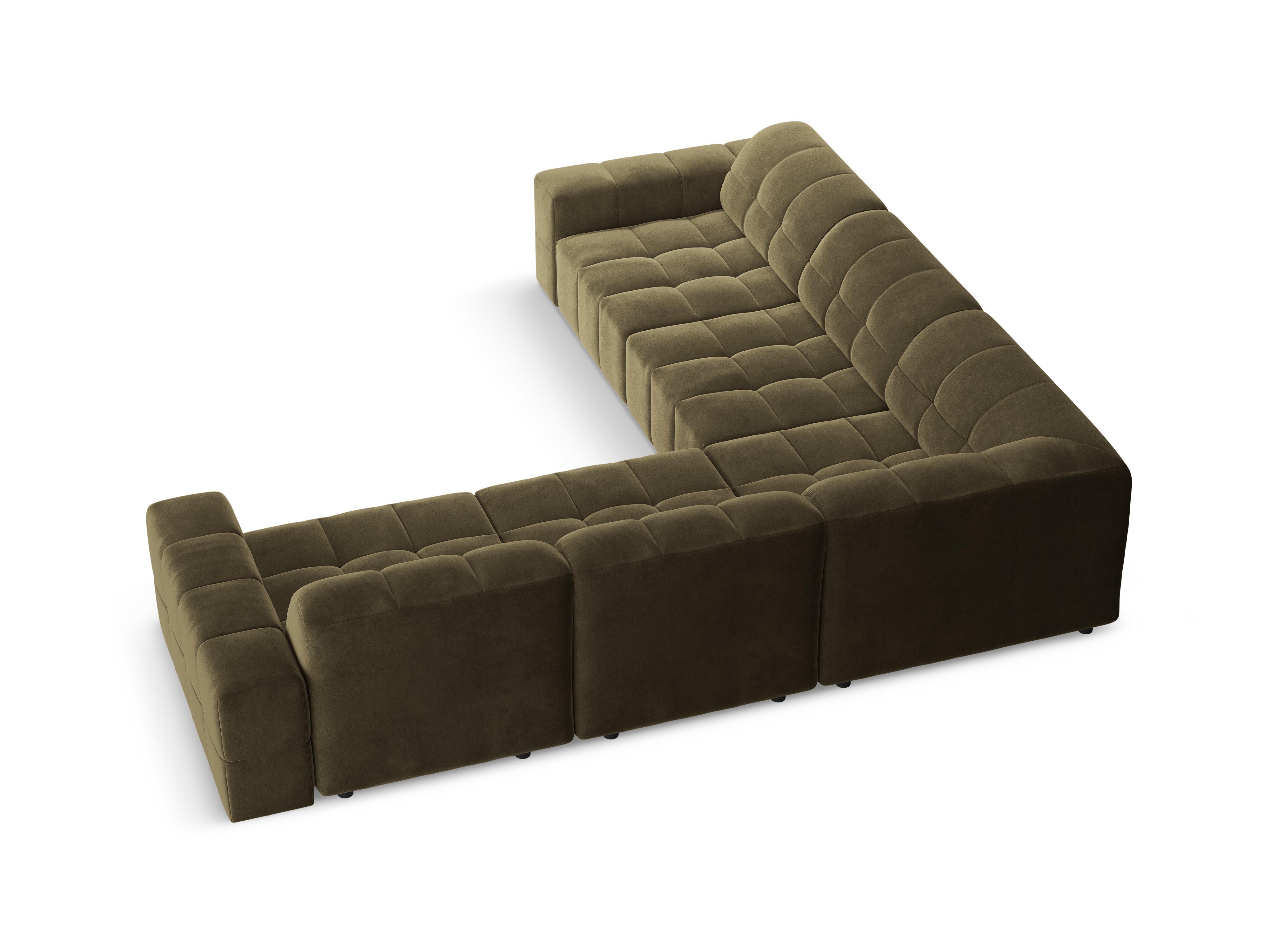 Narożnik aksamitny symetryczny CHICAGO oliwkowy – sofa narożna