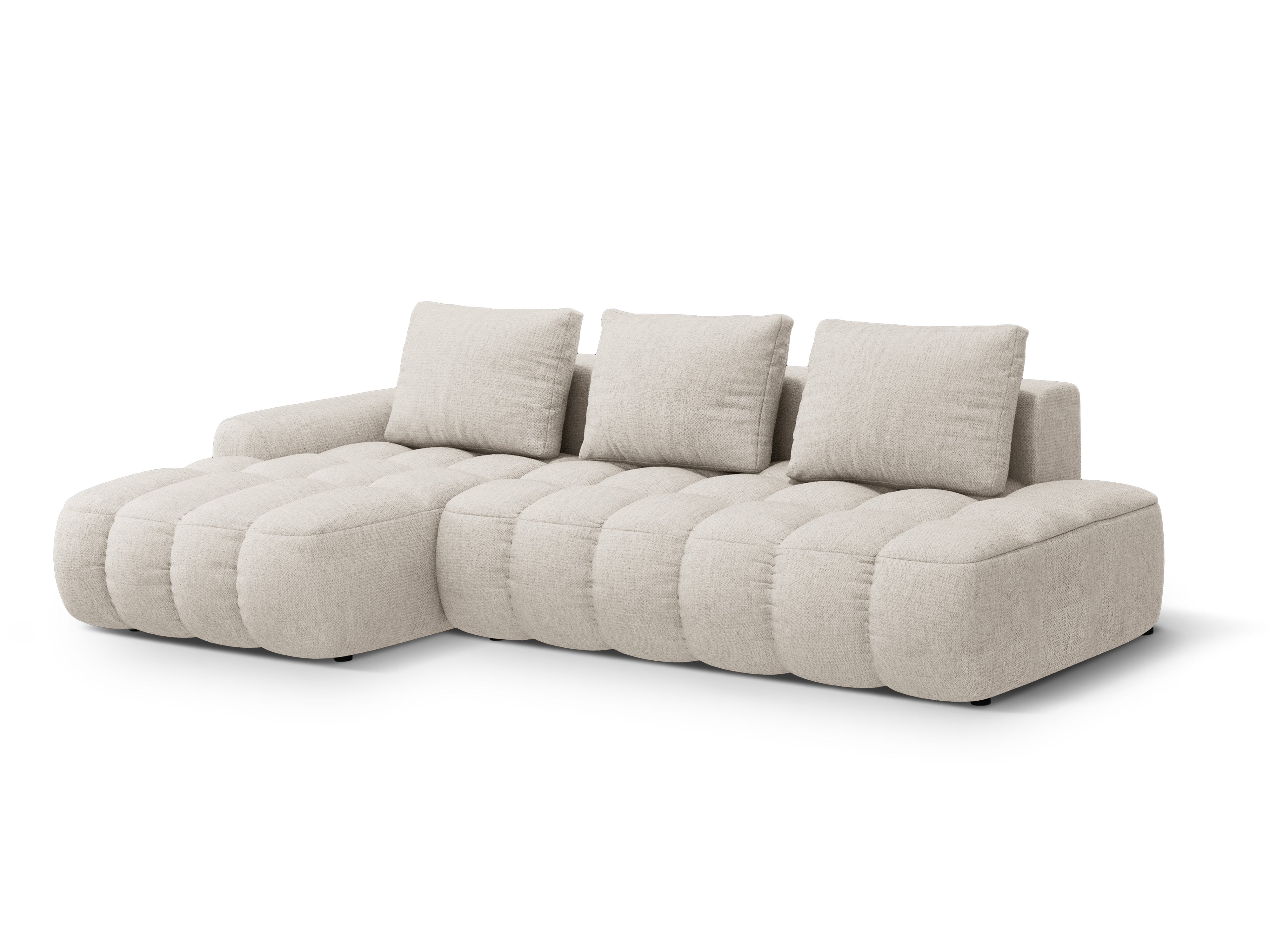 Left-sided corner sofa bed for 3 people LINZ cream