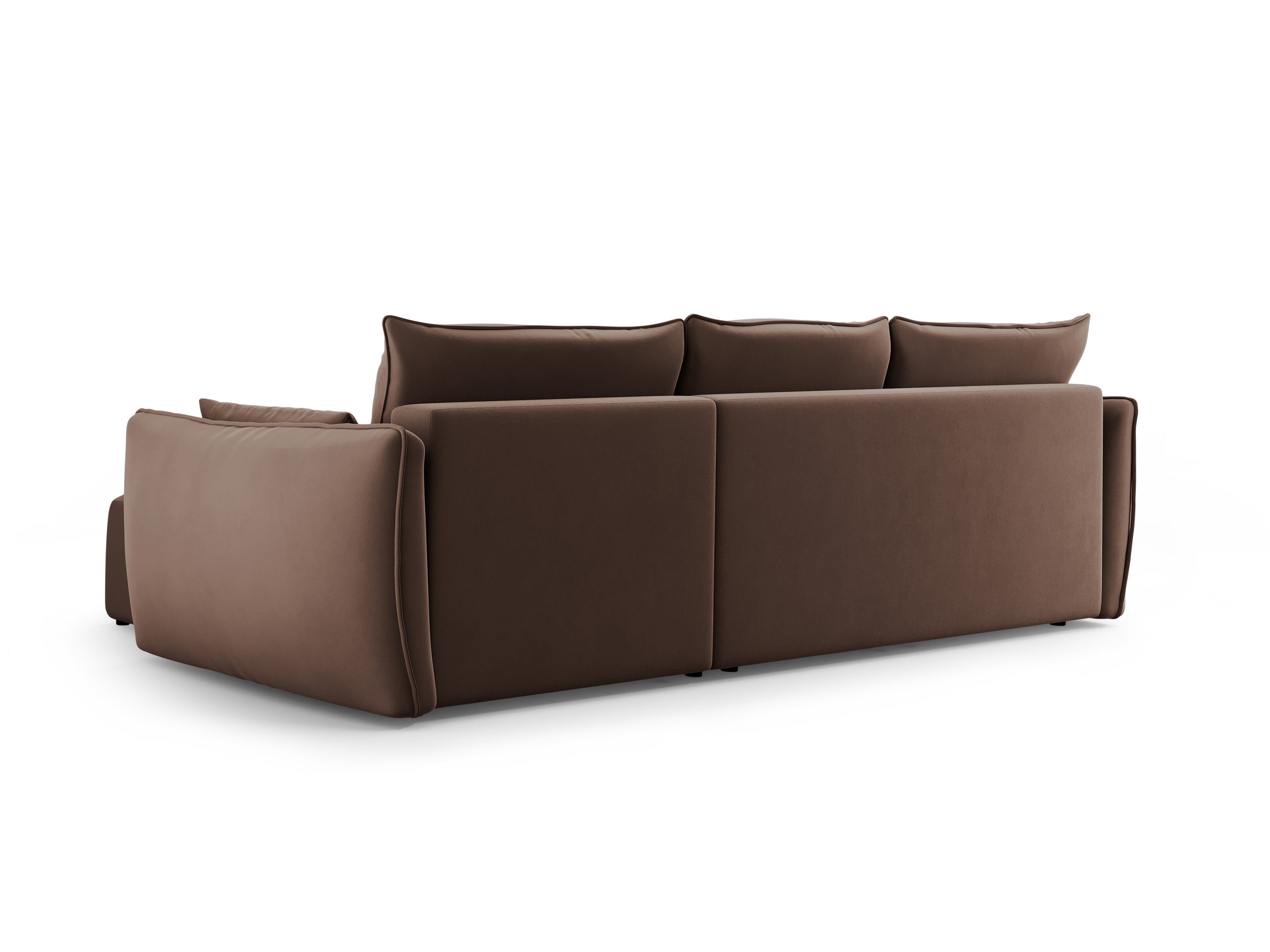 Linkes Samt-Ecksofa mit Schlaffunktion MATERA schokolade