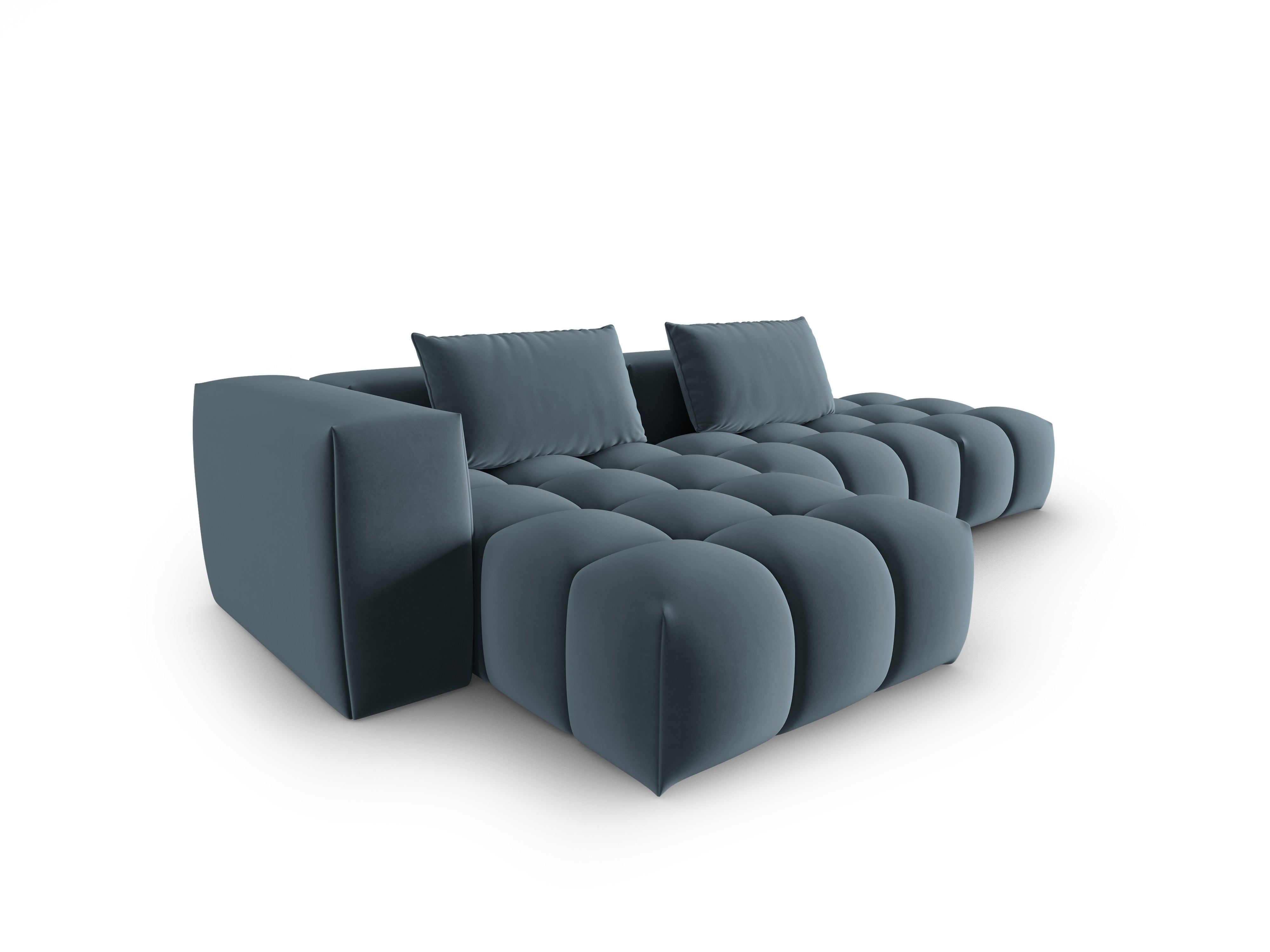 Velvet hoekbank voor 4 personen, open, links, VERONA, blauw
