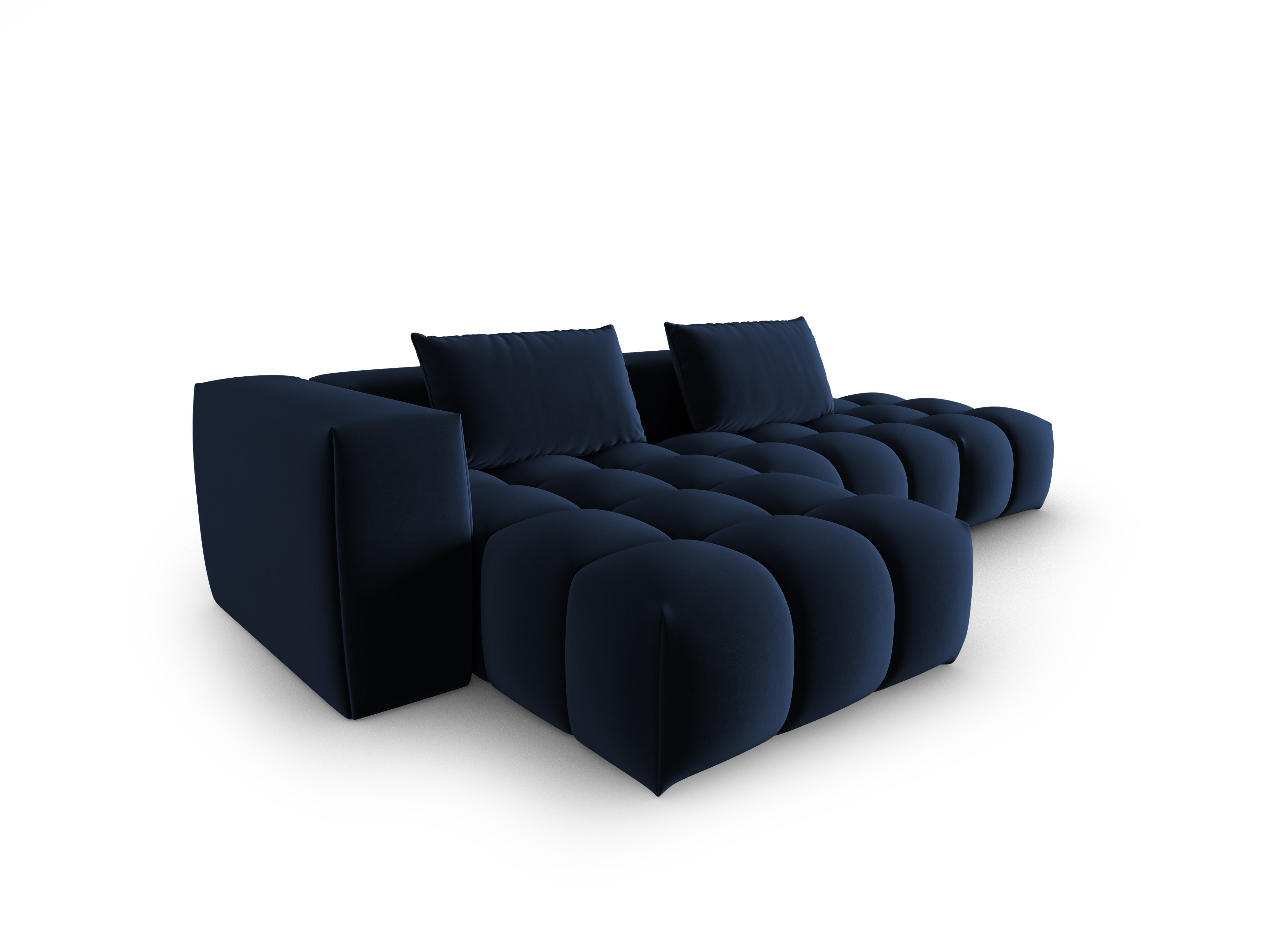 Velvet hoekbank voor 4 personen, links open, VERONA, koninklijk blauw
