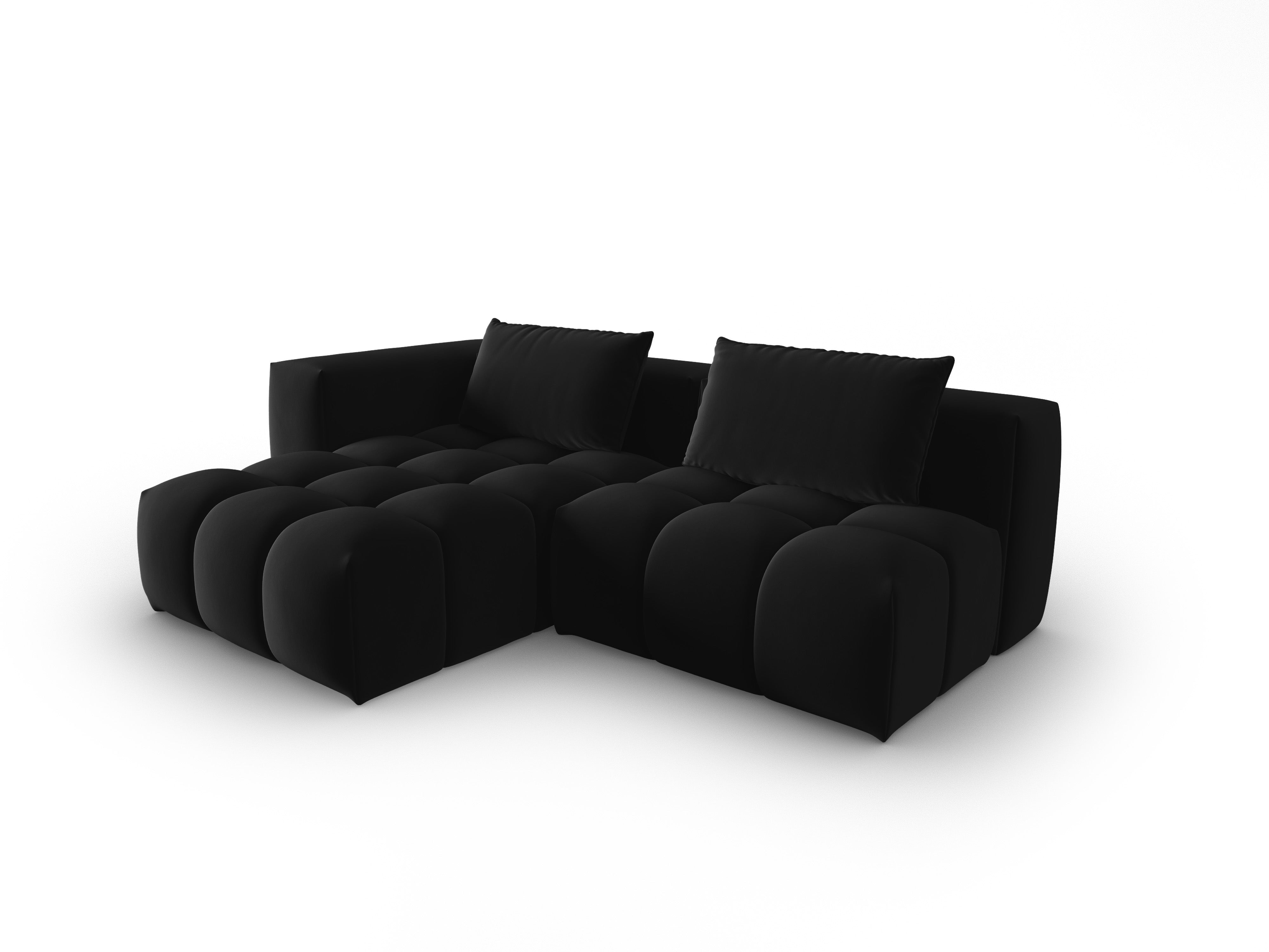 Samt-Ecksofa für 3 Personen, linksseitig offen, VERONA, schwarz