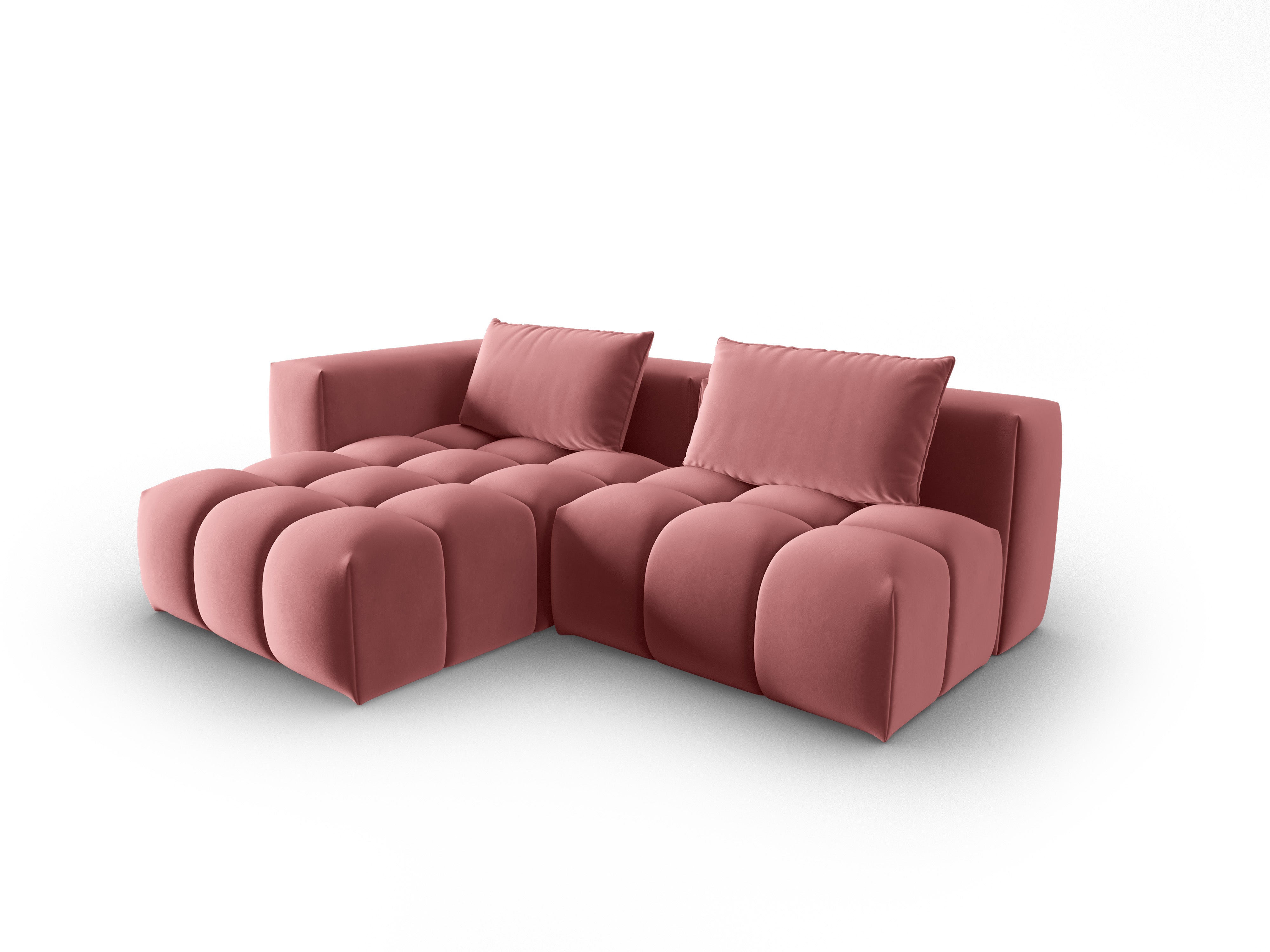 Narożnik aksamitny 3-osobowy lewostronny otwarty VERONA różowy flamingo – Cosmopolitan Design