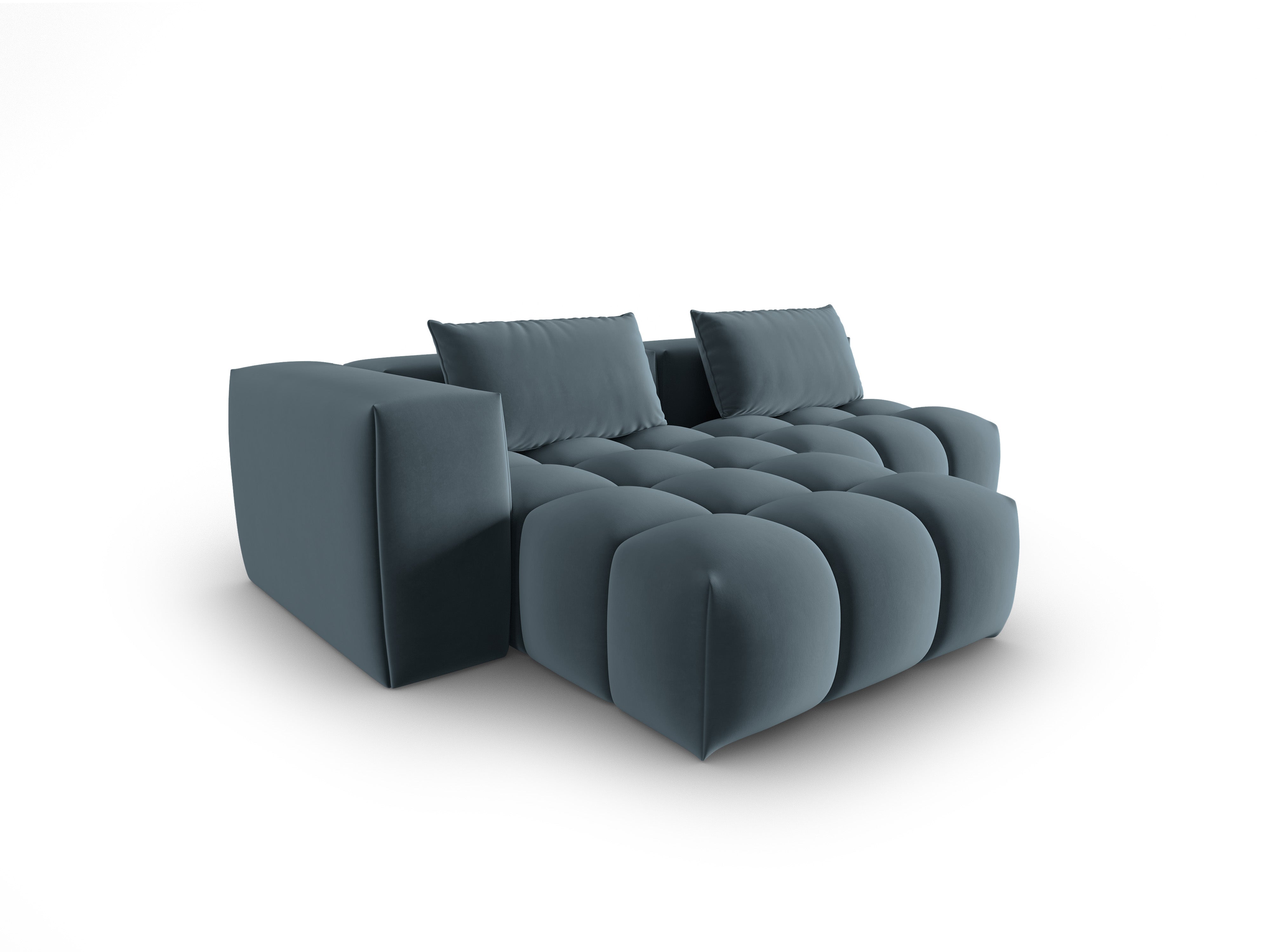 Samt-Ecksofa 3-sitzig links offen VERONA blau