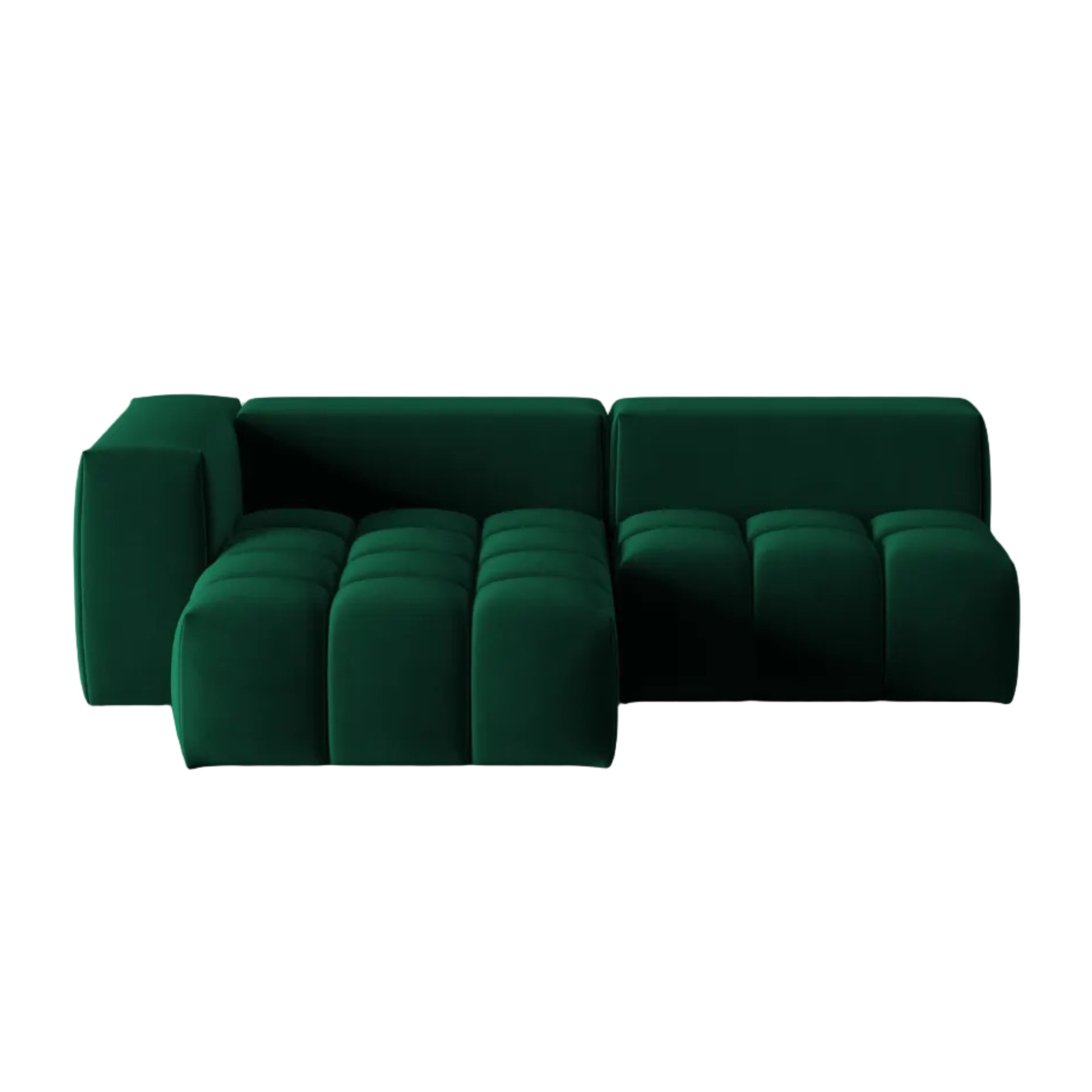 Samt-Ecksofa für 3 Personen, linksseitig offen, VERONA, flaschengrün