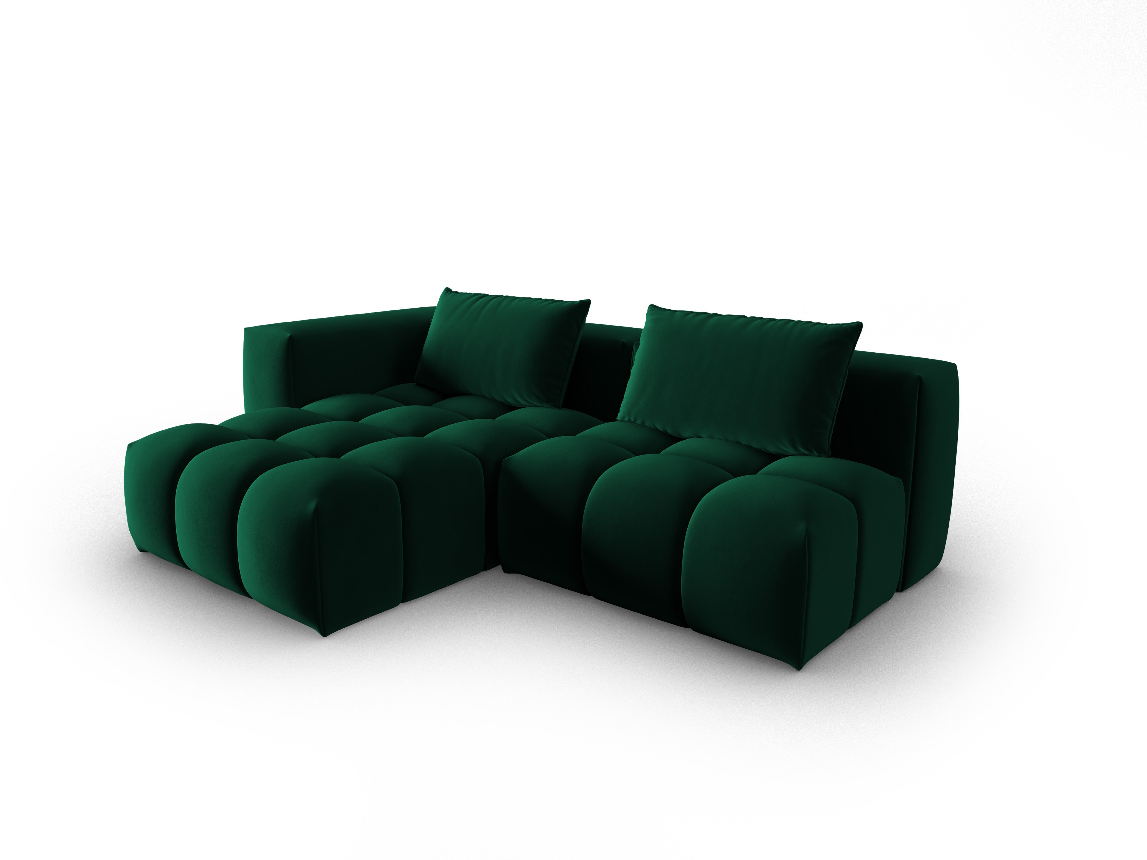 Samt-Ecksofa für 3 Personen, linksseitig offen, VERONA, flaschengrün