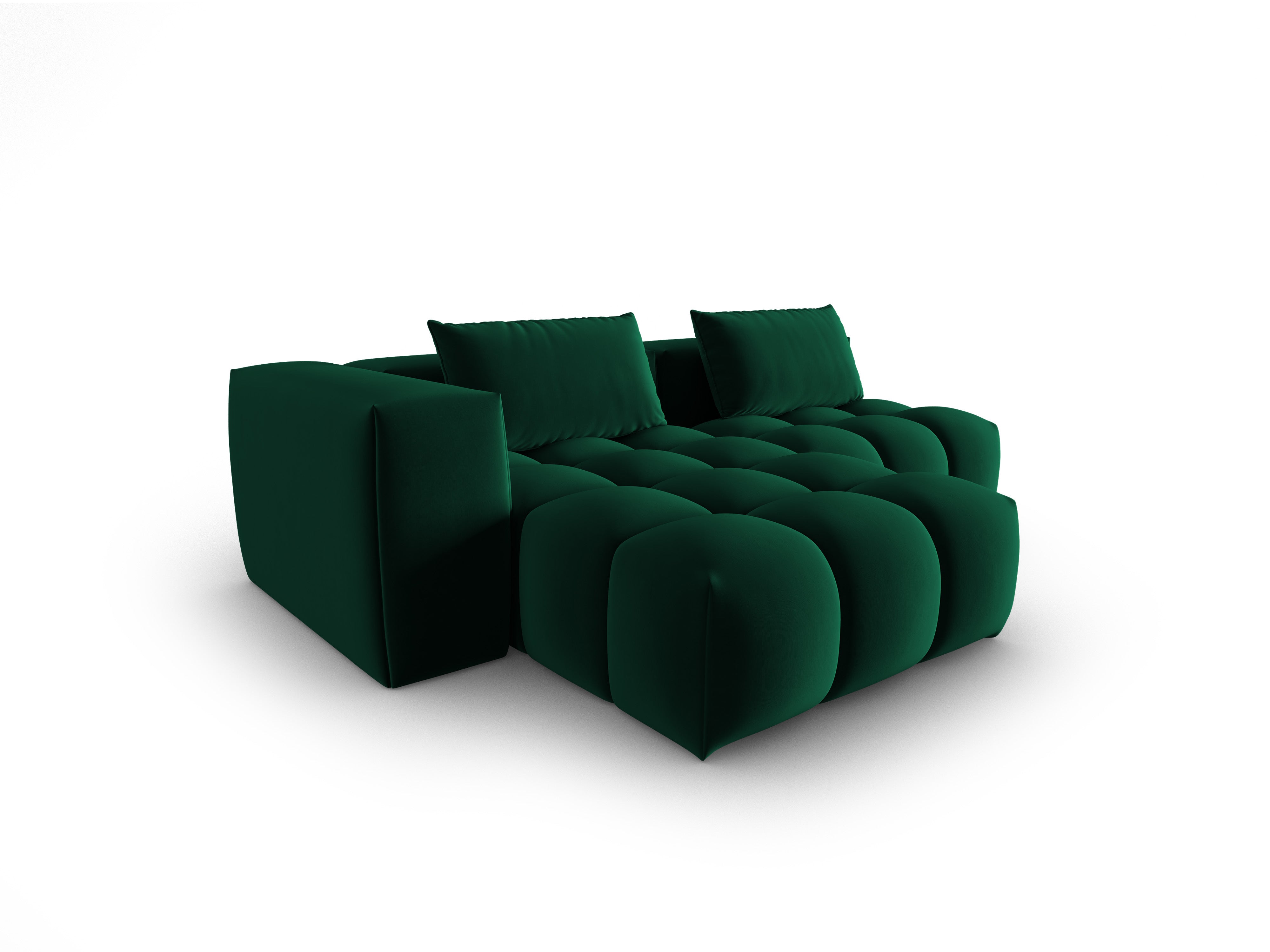 Samt-Ecksofa für 3 Personen, linksseitig offen, VERONA, flaschengrün