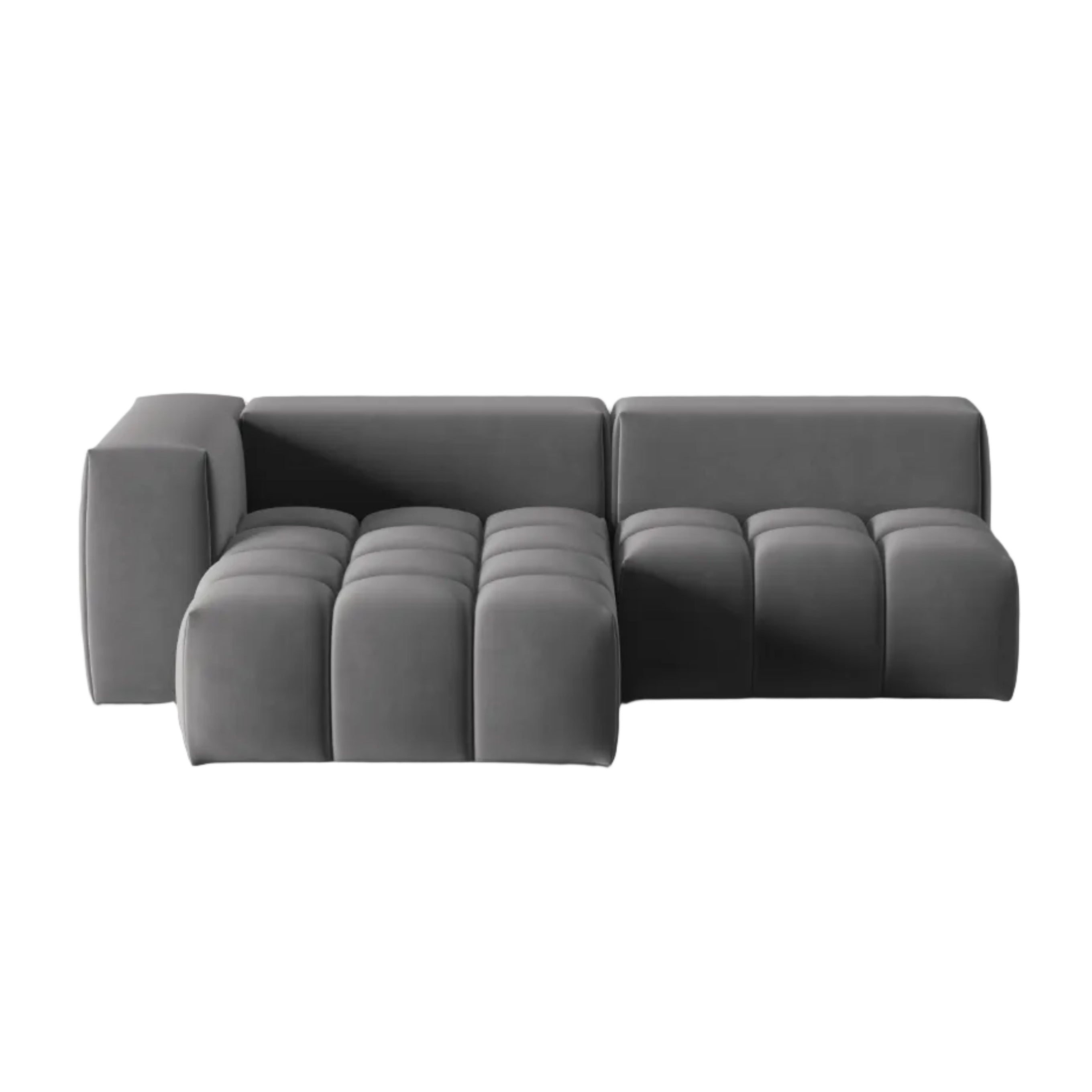 Samt-Ecksofa 3-sitzig links offen VERONA grau